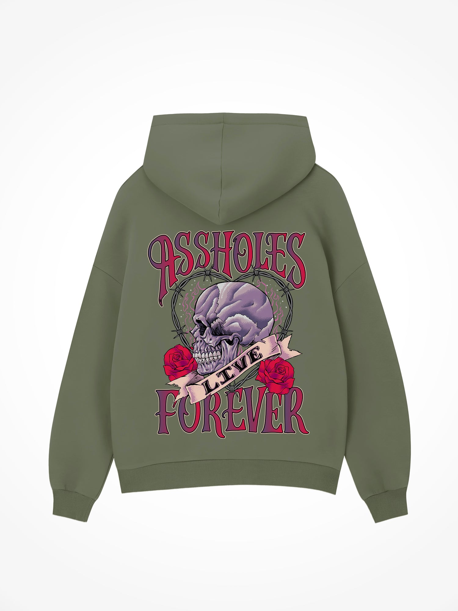 ALF Skull Heart - Military Green Hoodie