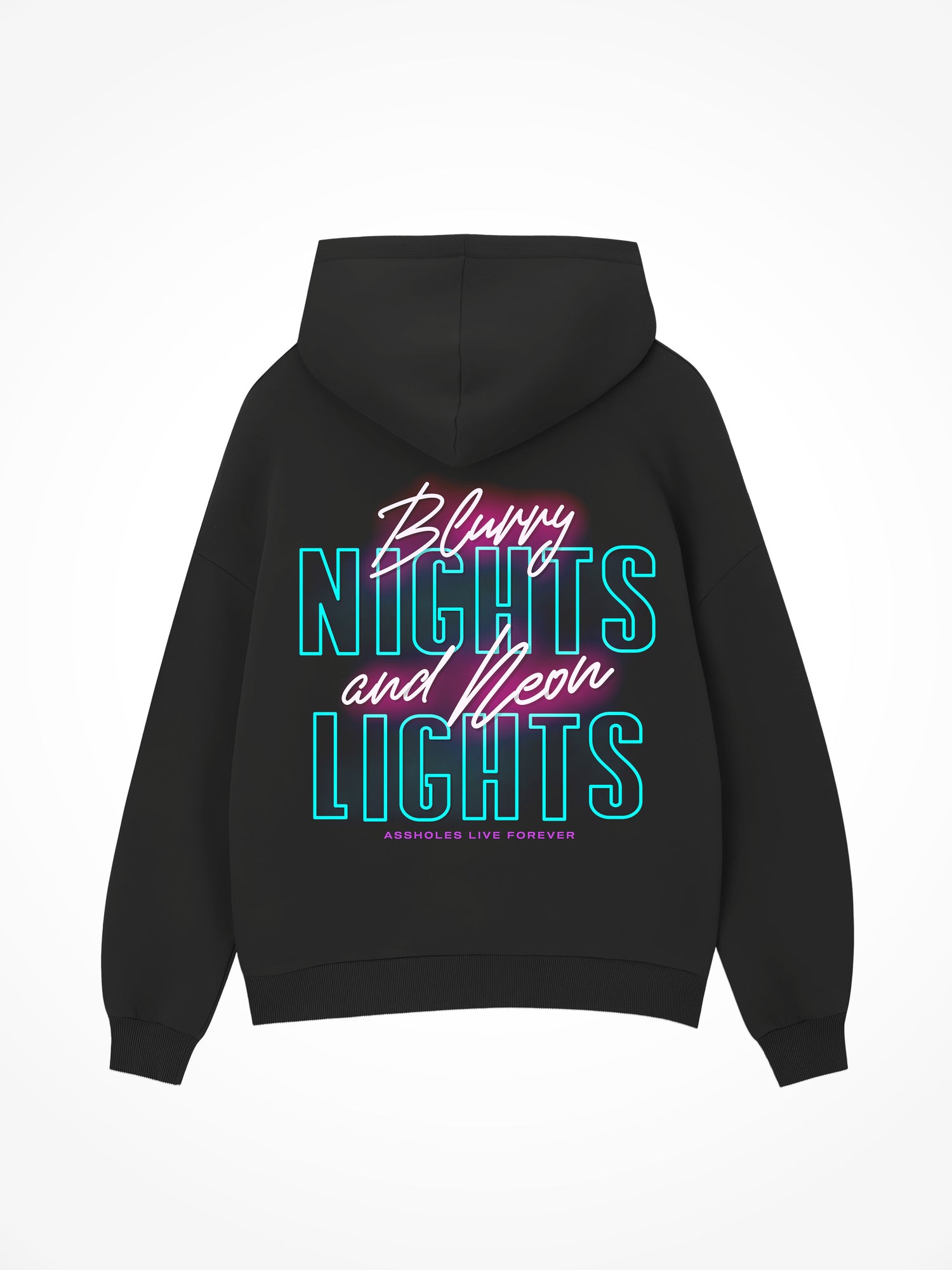 Blurry Nights Neon Lights - Black Hoodie