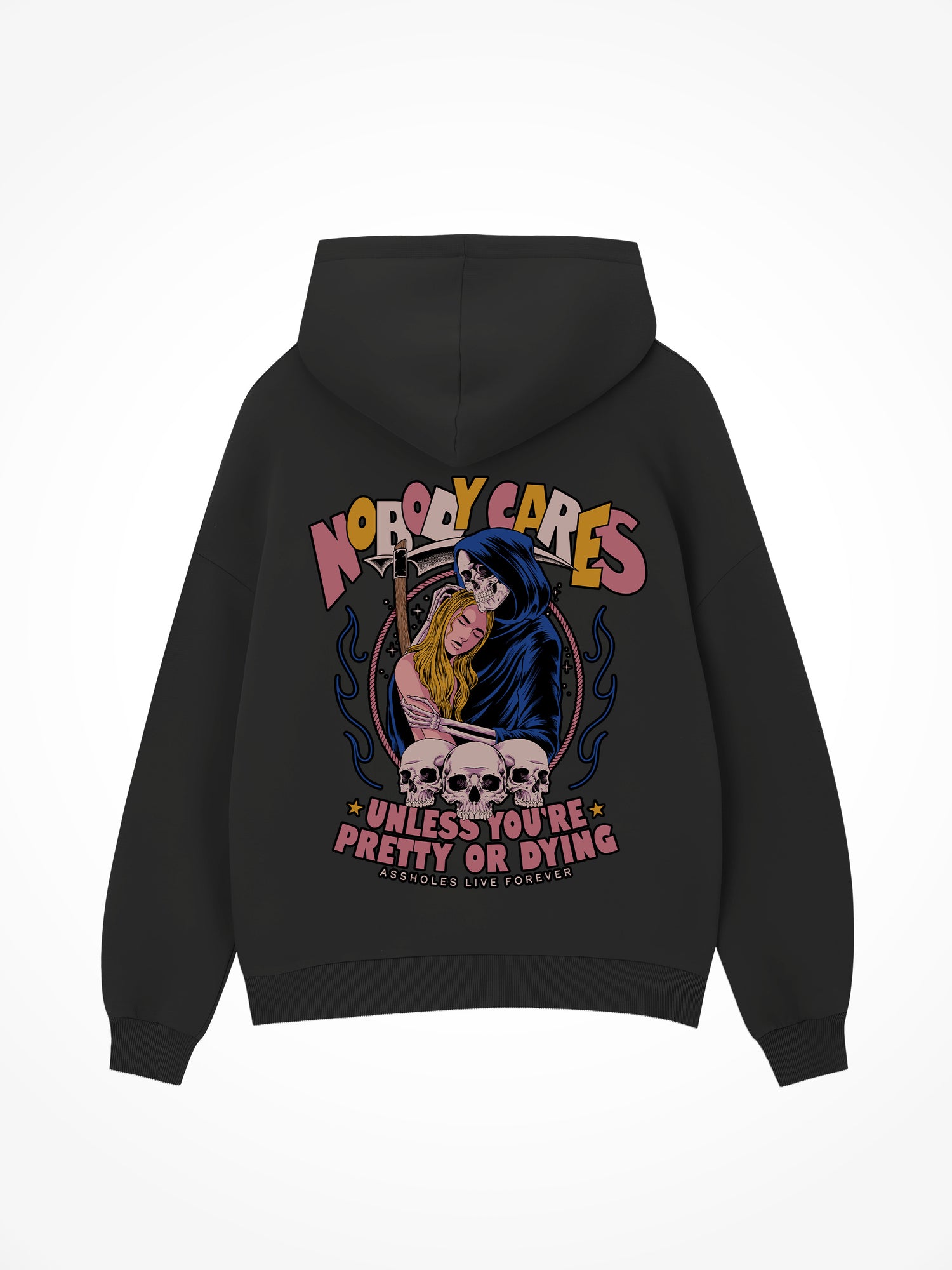 Nobody Cares Skulls - Black Hoodie