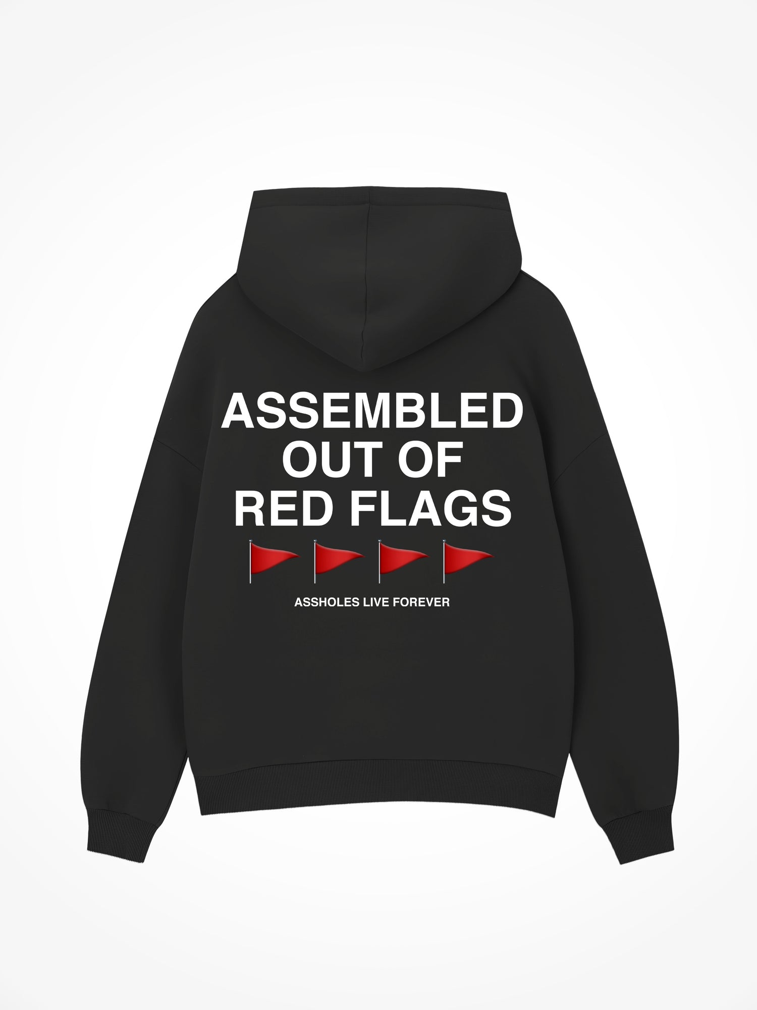 Assembled Out Of Red Flags - Black Hoodie