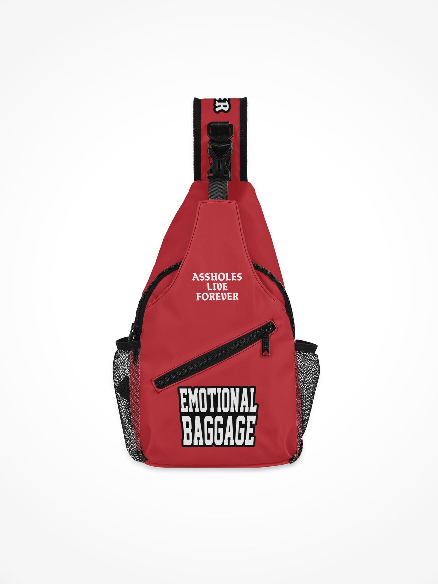 All-Over-Print Chest Crossbody Bag - Emotional Baggage Red