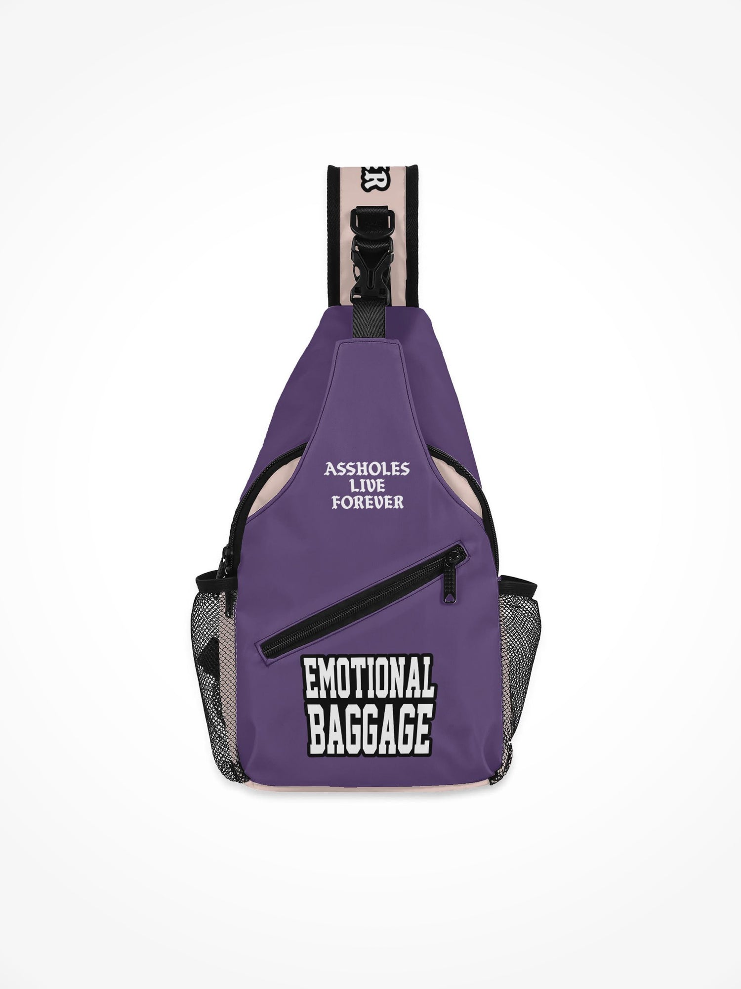 All-Over-Print Chest Crossbody Bag - Emotional Baggage Purple