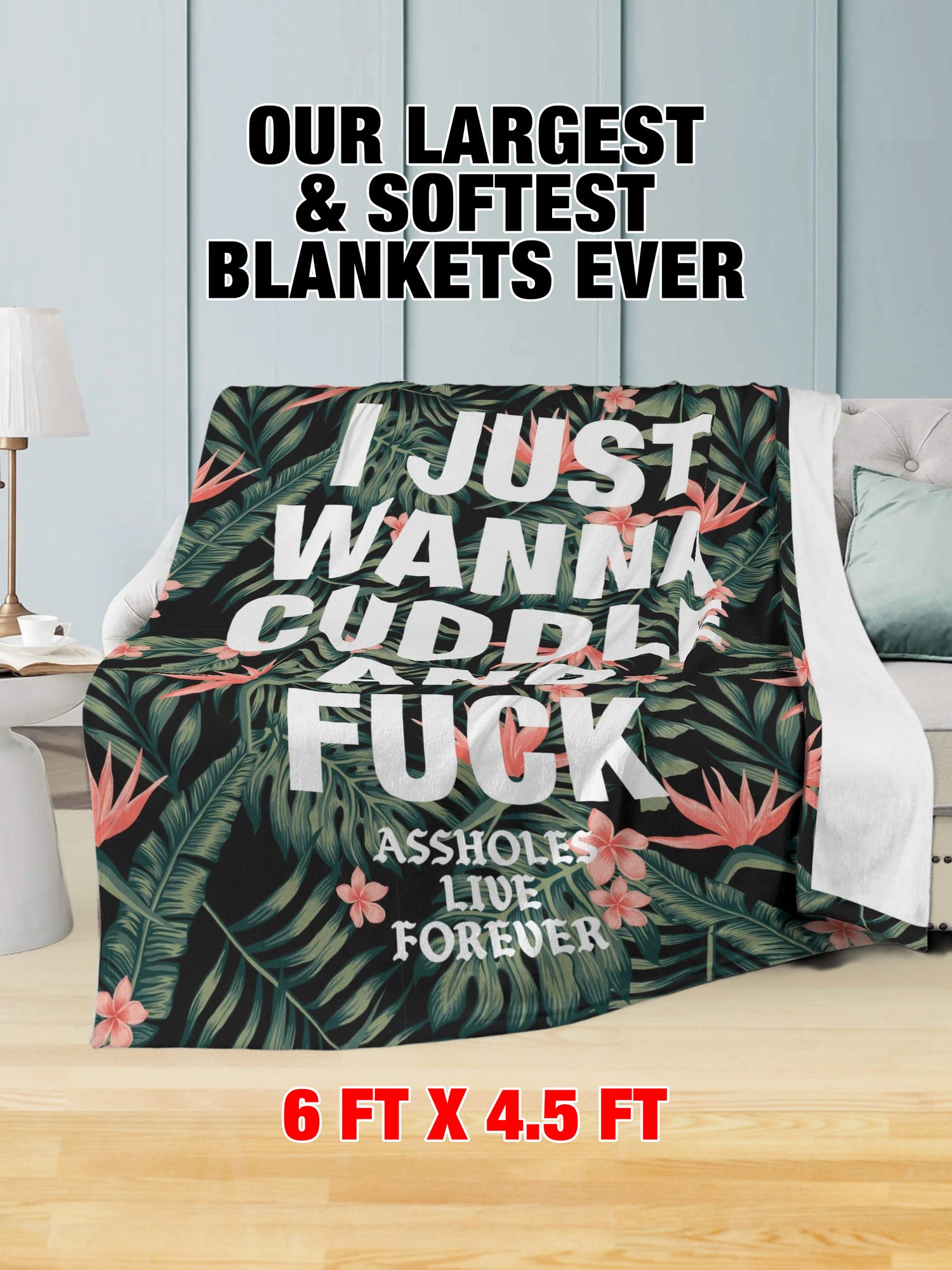 Fleece Blanket - I Just Wanna Cuddle Tropical