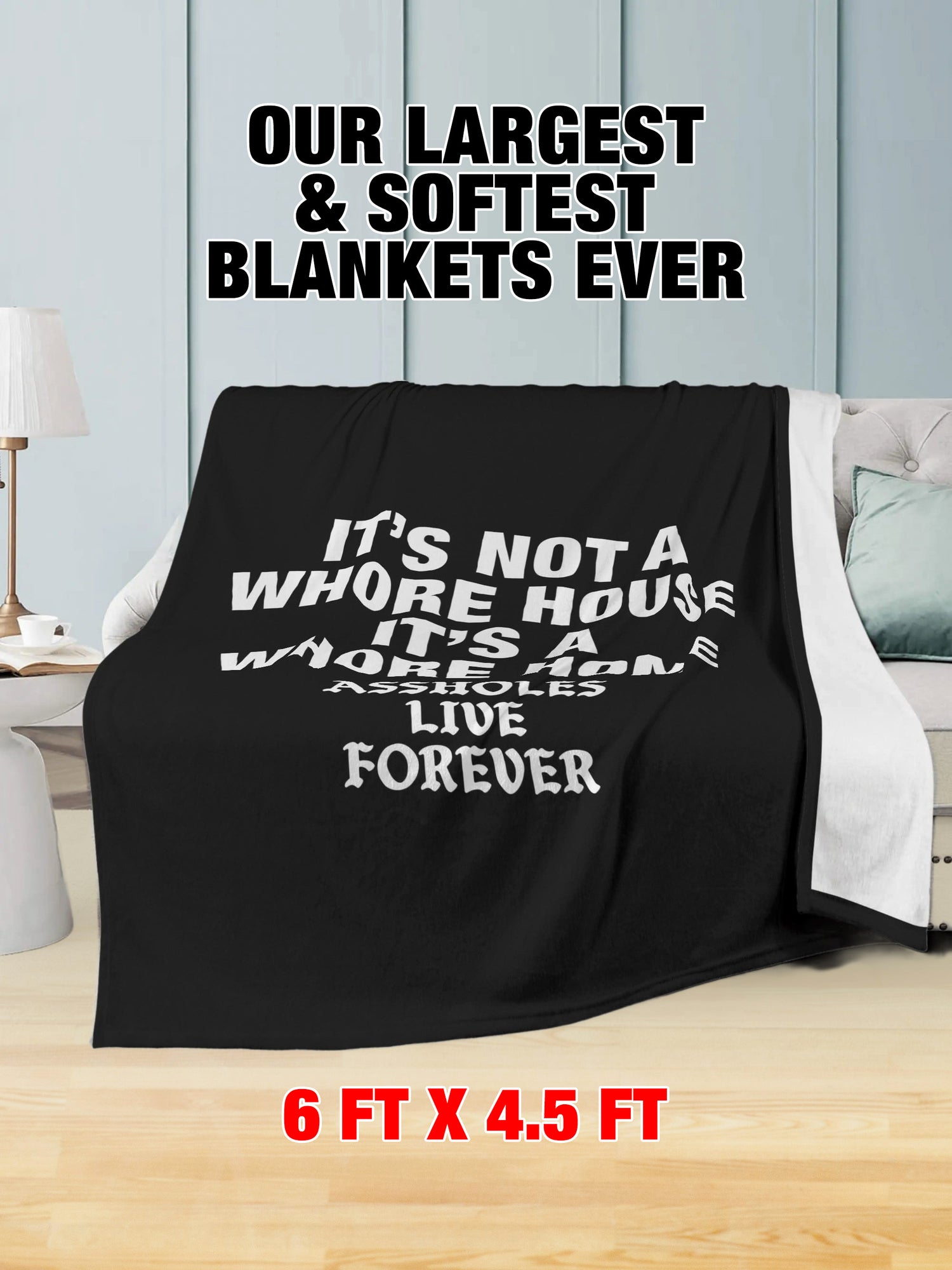 Fleece Blanket - Whore Home Black