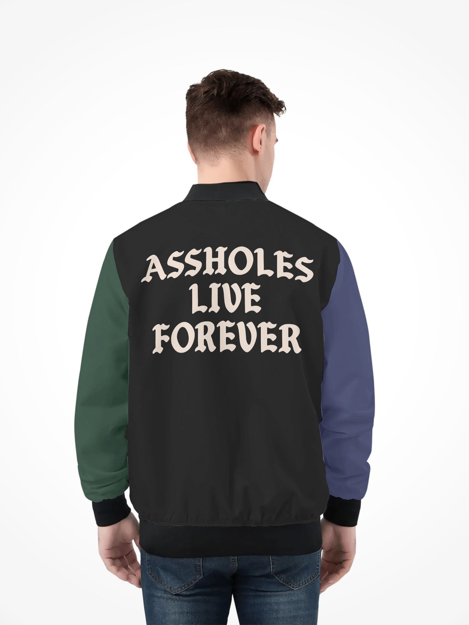 Mens All Over Print Zip Bomber Jacket - ALF Color Block