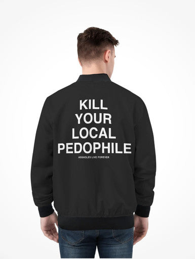Mens All Over Print Zip Bomber Jacket - Kill Your Local Pedo