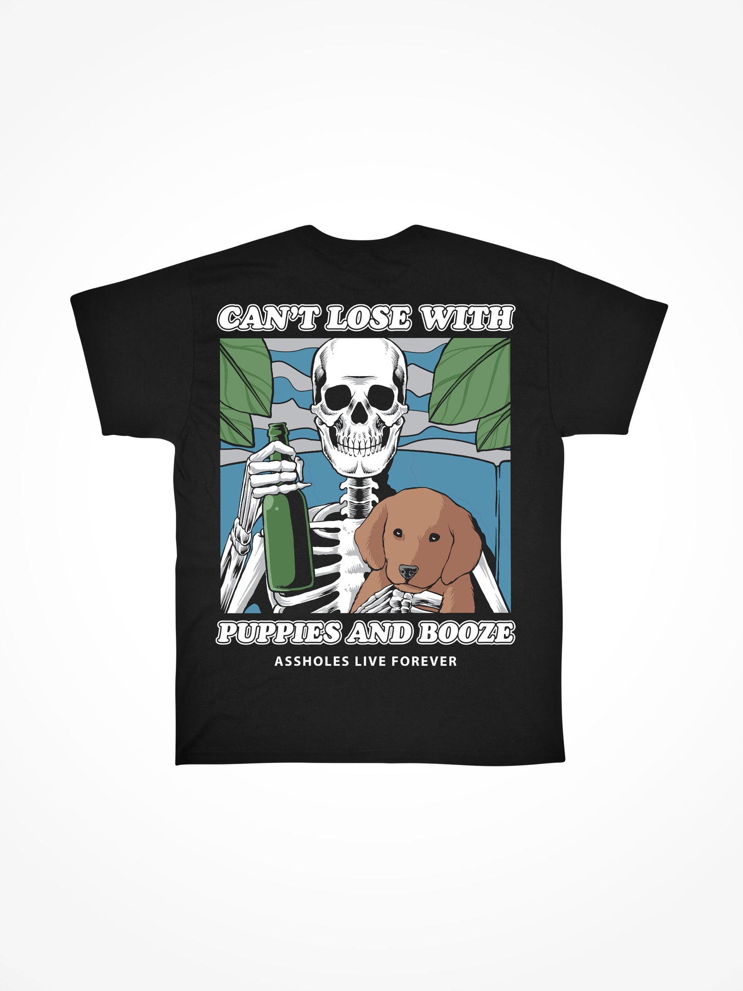 Puppies And Booze - Black T-Shirt