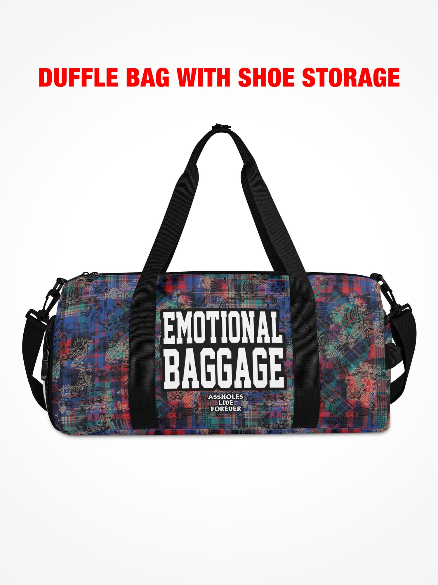 Duffle Bag - EMOTIONAL BAGGAGE - Plaid Paisley