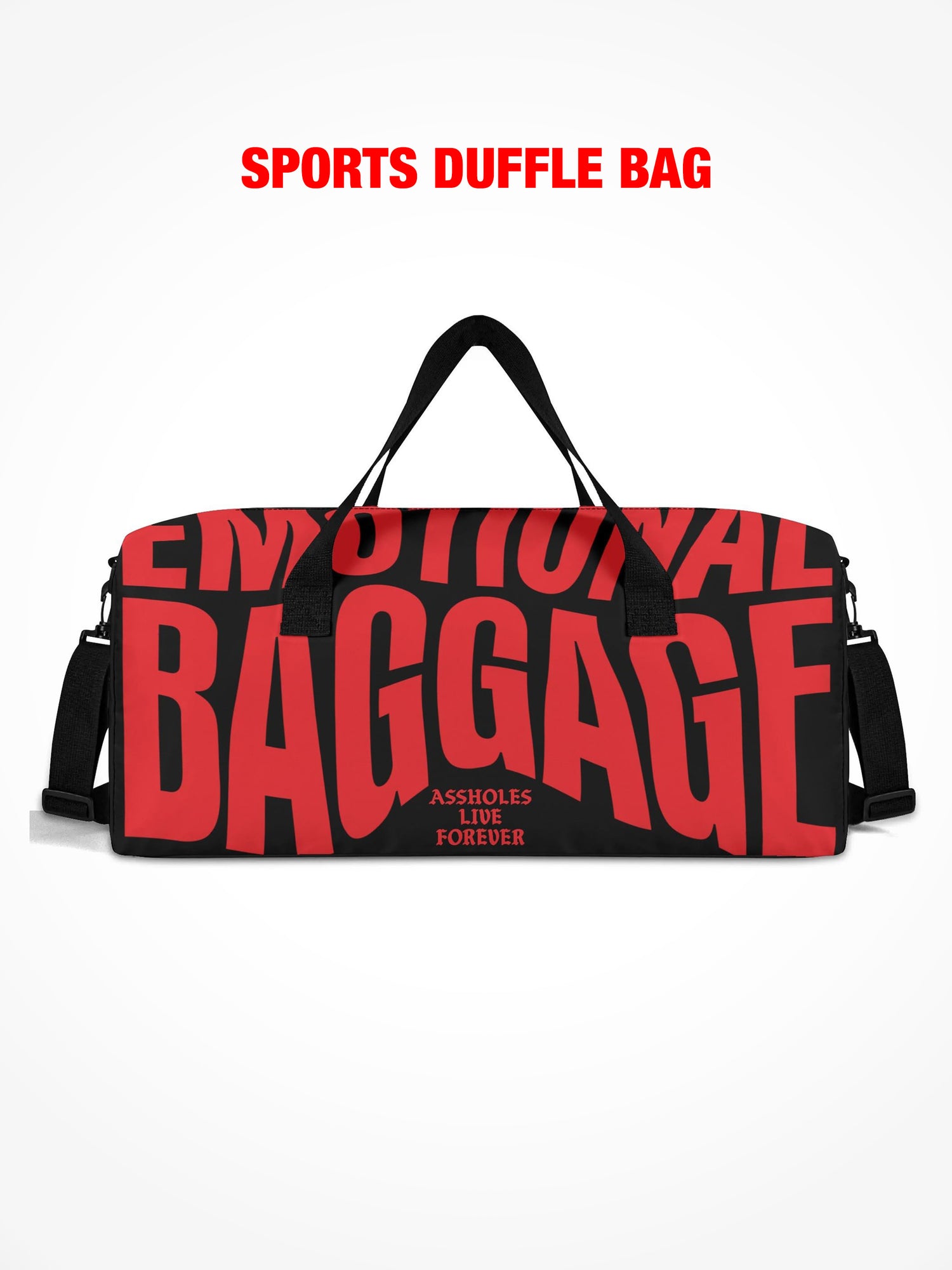 Sports Duffle Bag - Emotional Baggage Warped - Black & Red