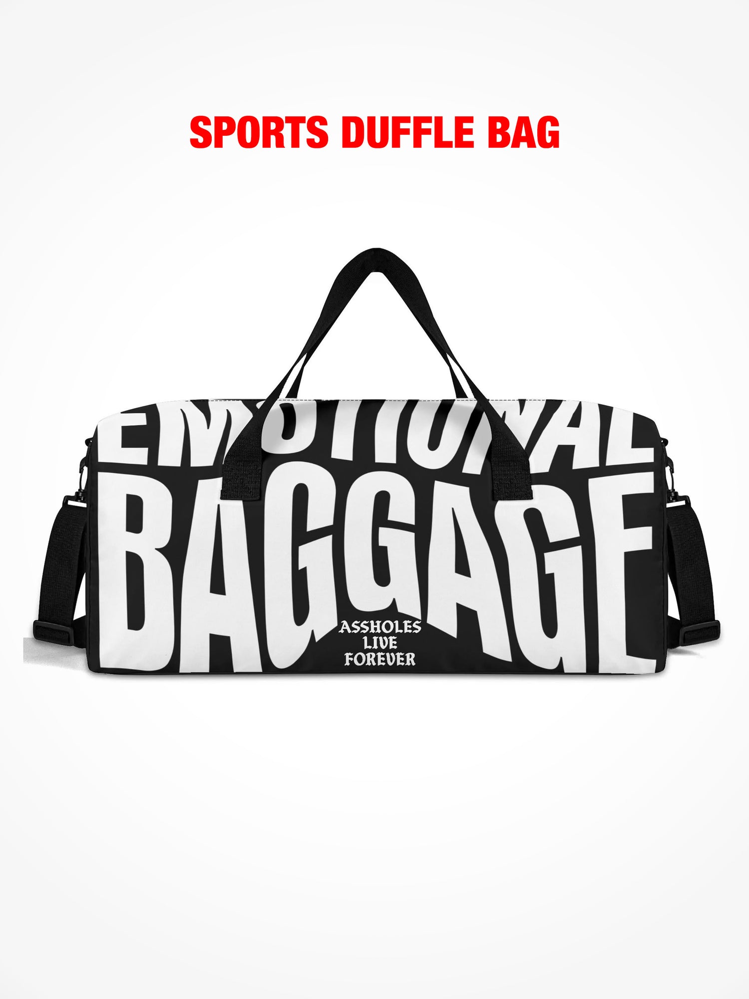 Sports Duffle Bag - Emotional Baggage Warped - Black & White