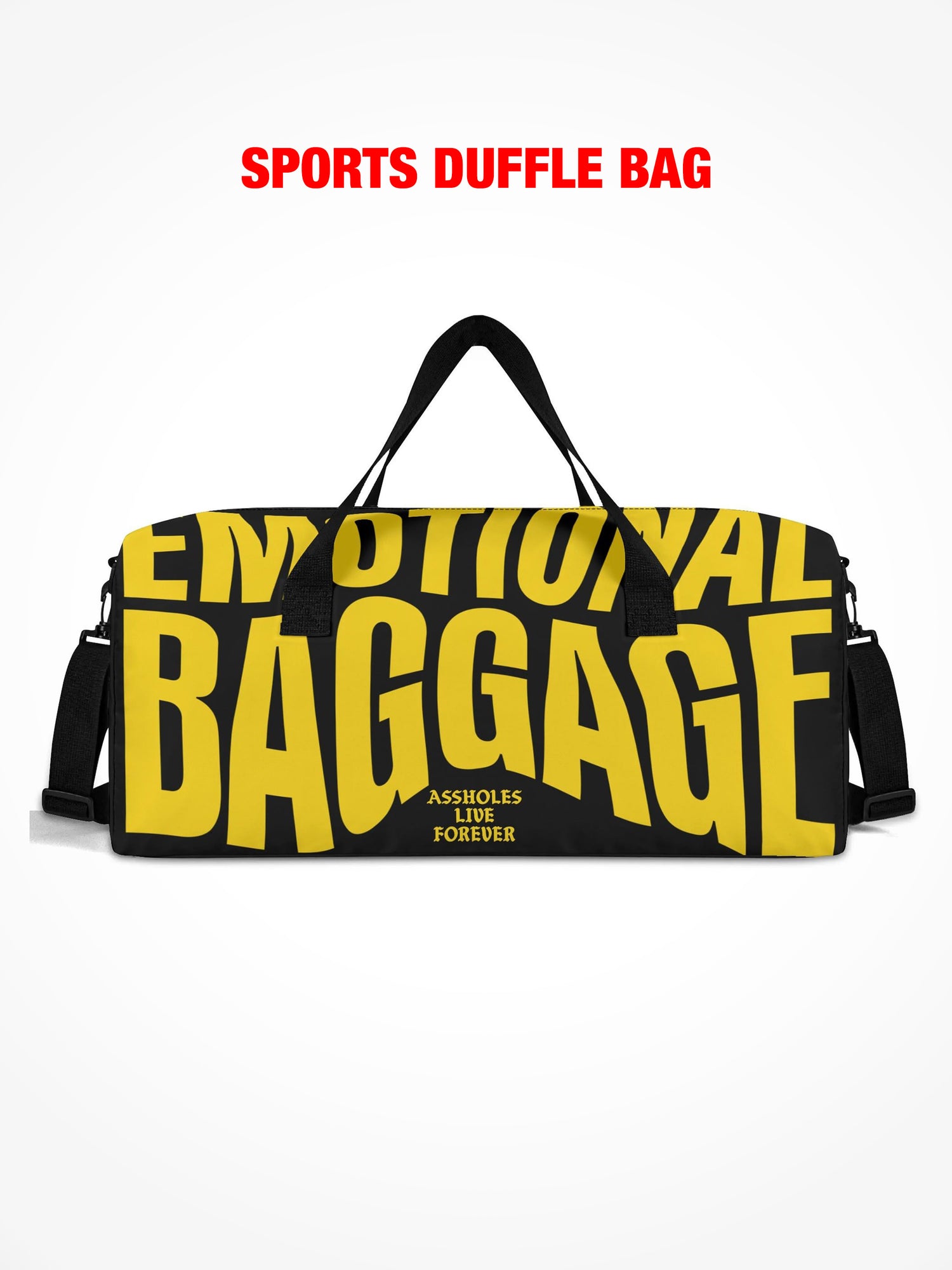 Sports Duffle Bag - Emotional Baggage Warped - Black & Yellow