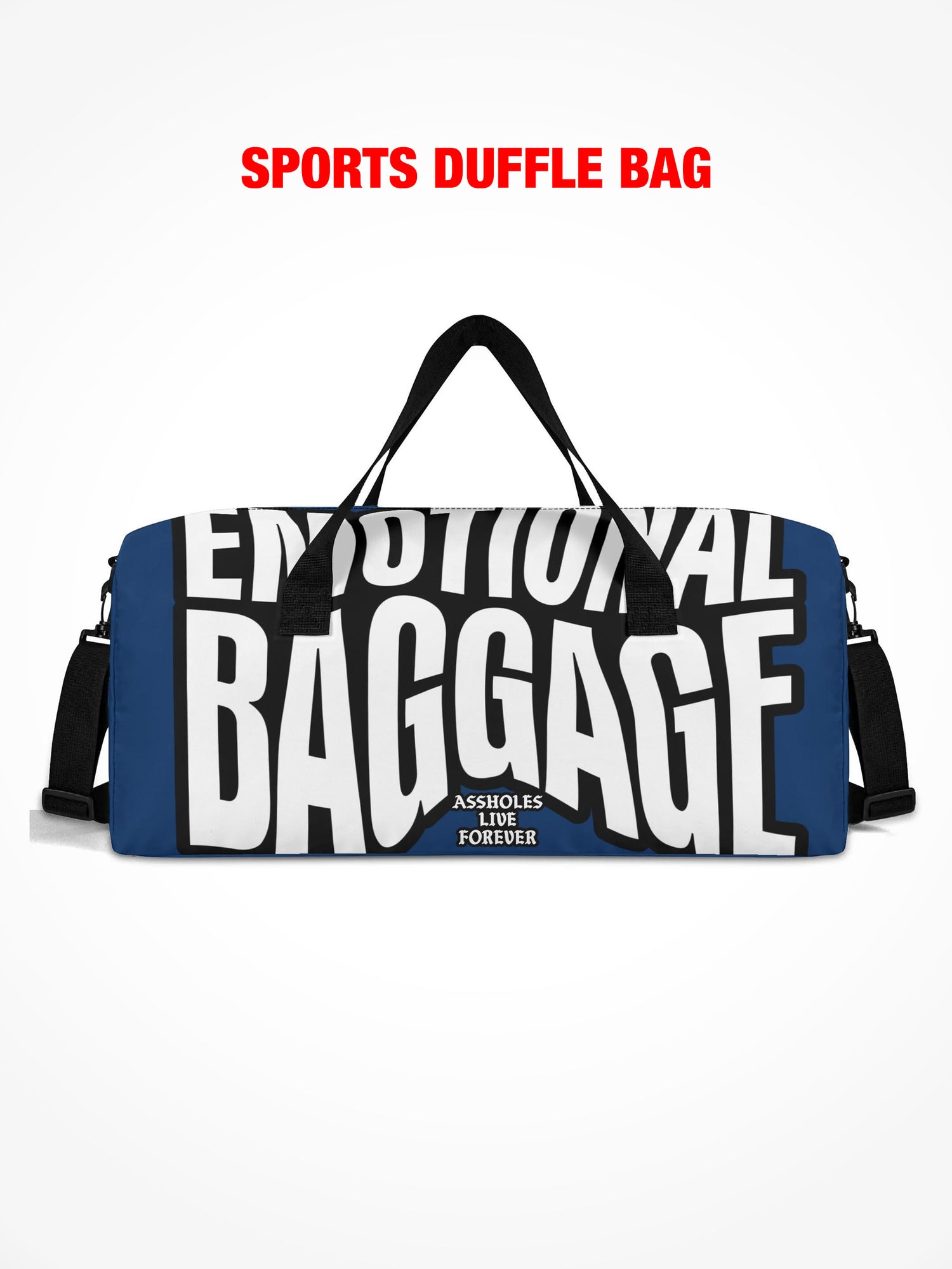 Sports Duffle Bag - Emotional Baggage Warped - Navy & White