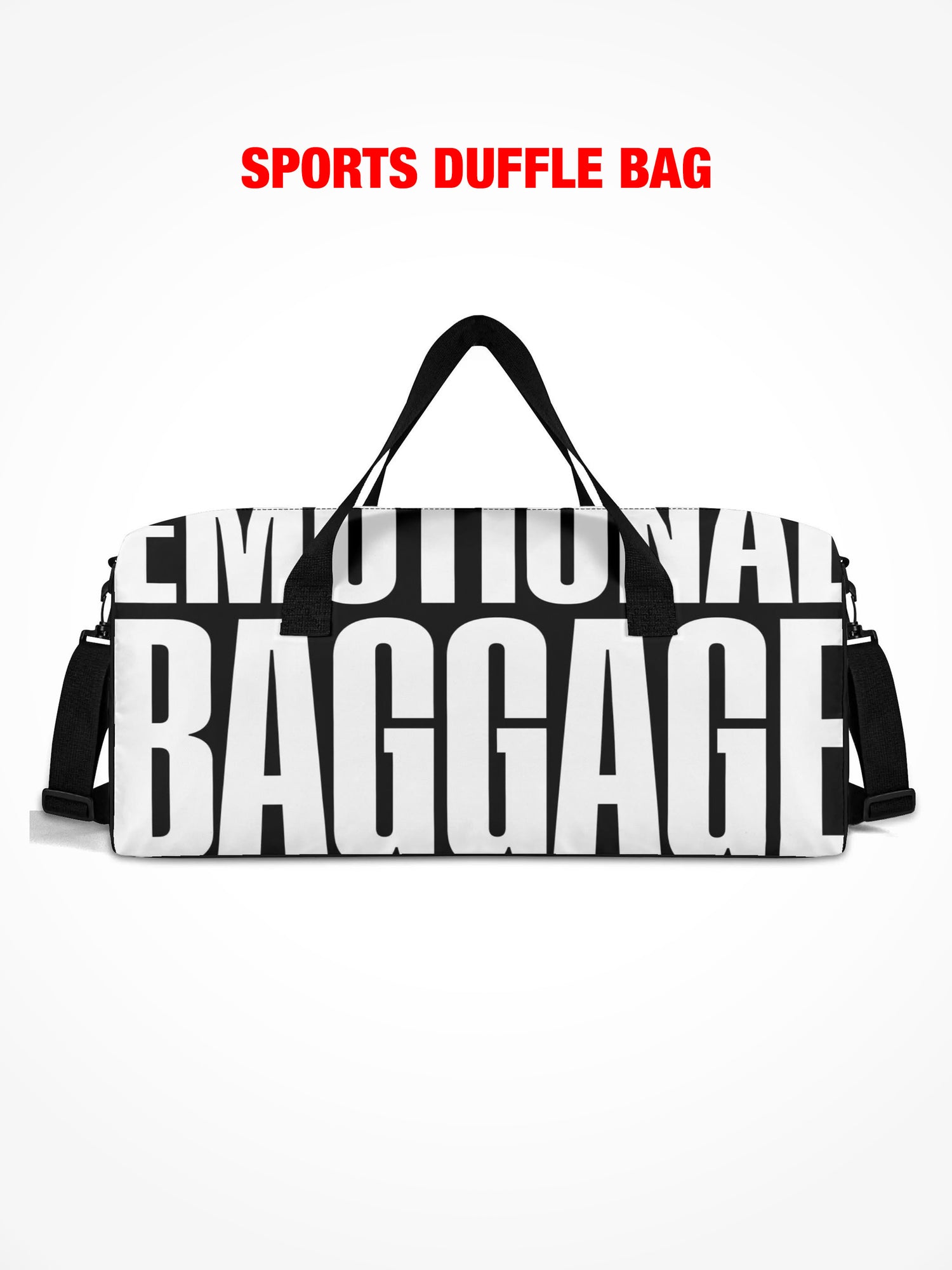 Sports Duffle Bag - Emotional Baggage - Black & White