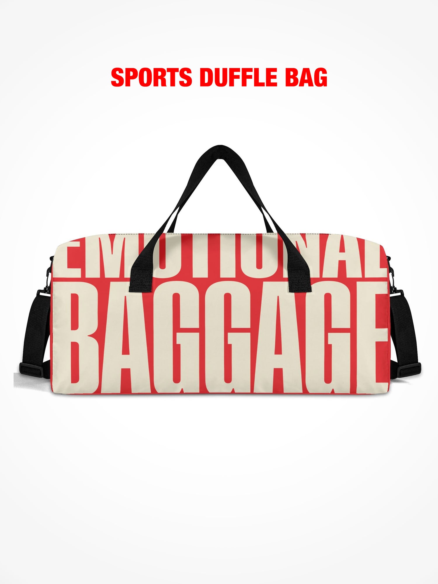 Sports Duffle Bag - Emotional Baggage - Red & Tan