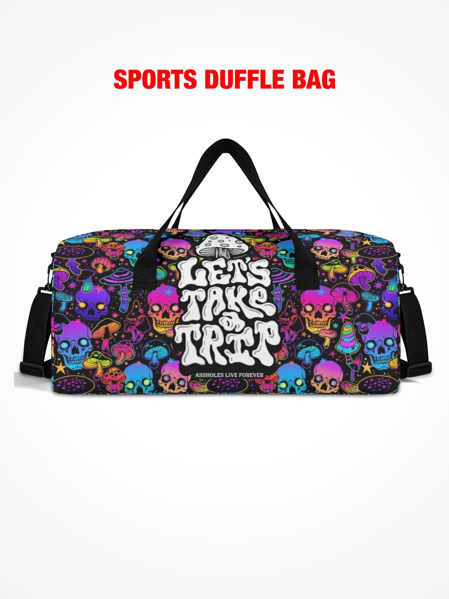 Sports Duffle Bag - Lets Take a Trip - Fungi
