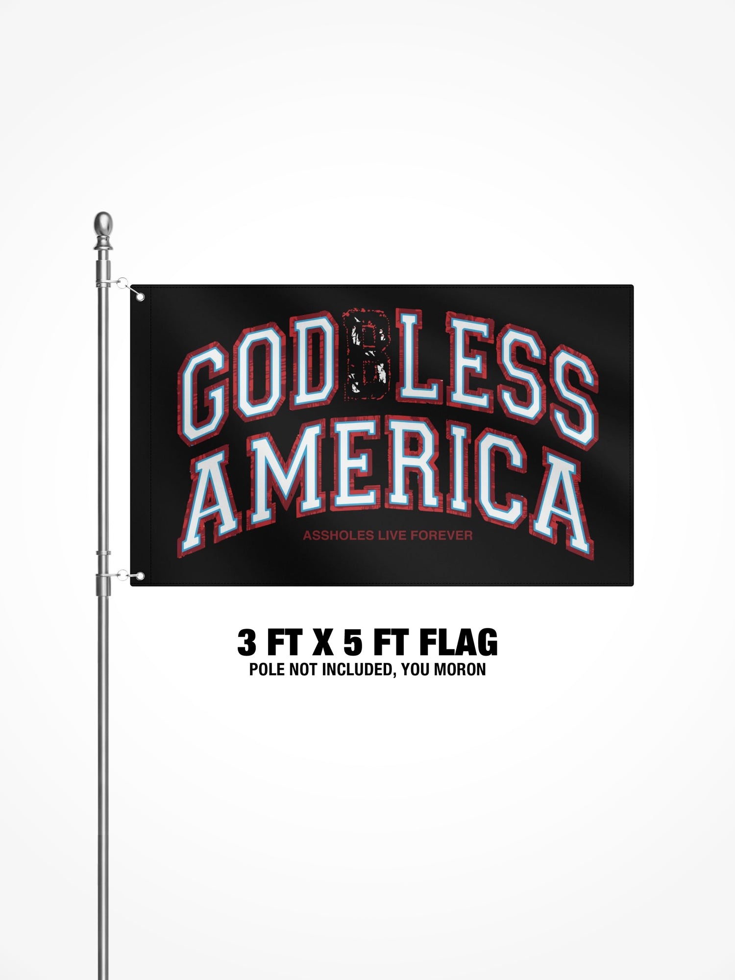 3x5 Ft Flag - GodLess America - Black