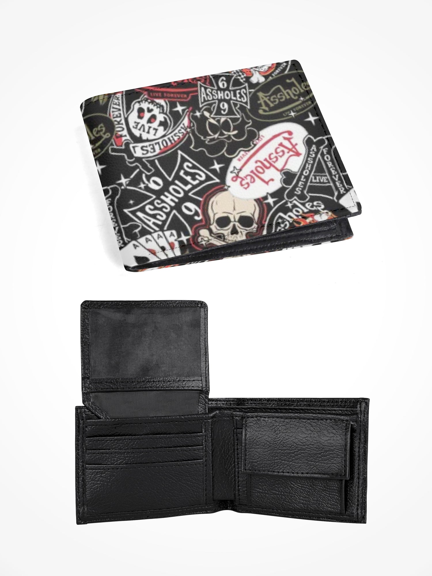 Mens Leather Folded Wallet - BIKER PATCHES