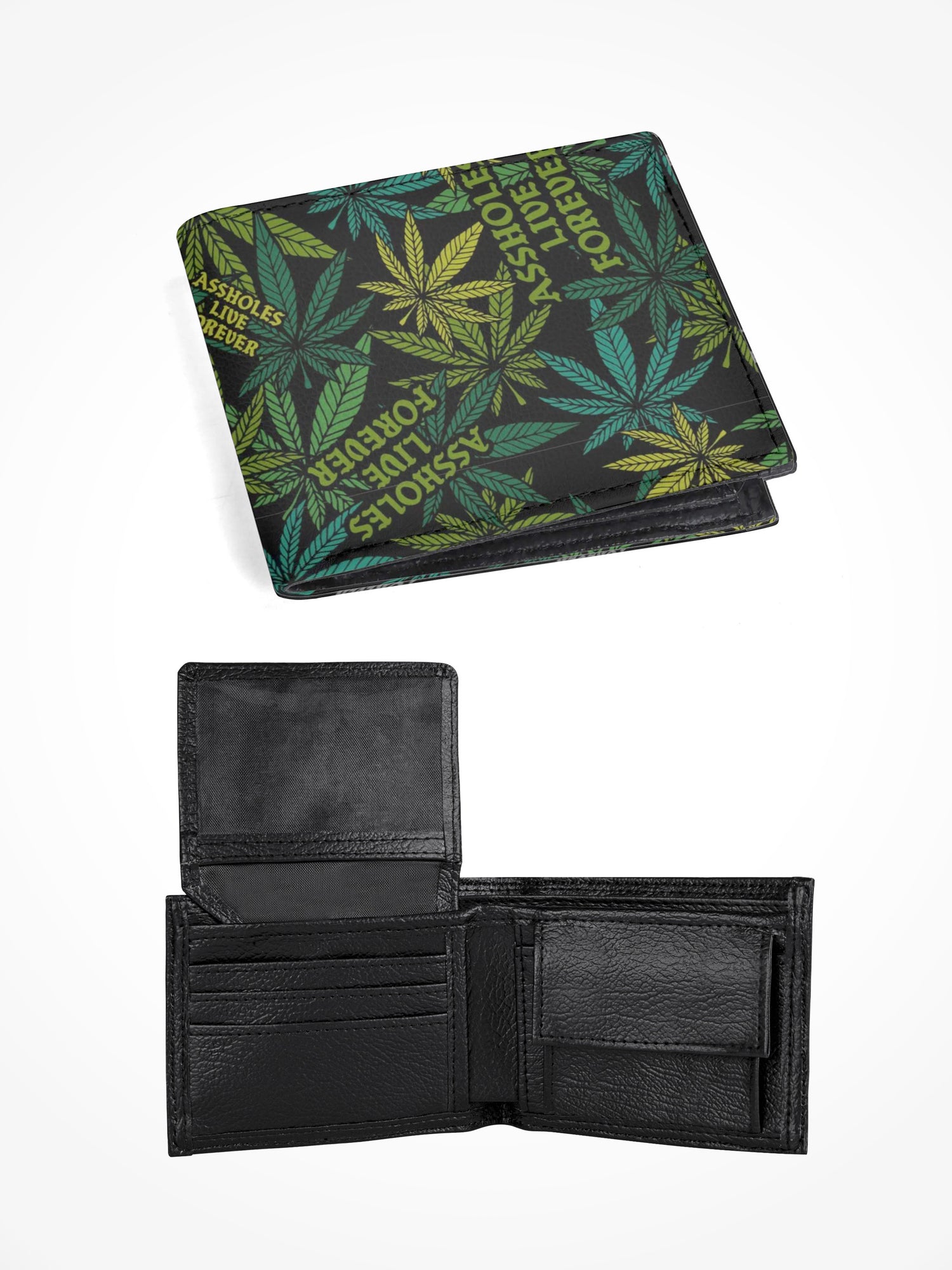 Mens Leather Folded Wallet - WEED