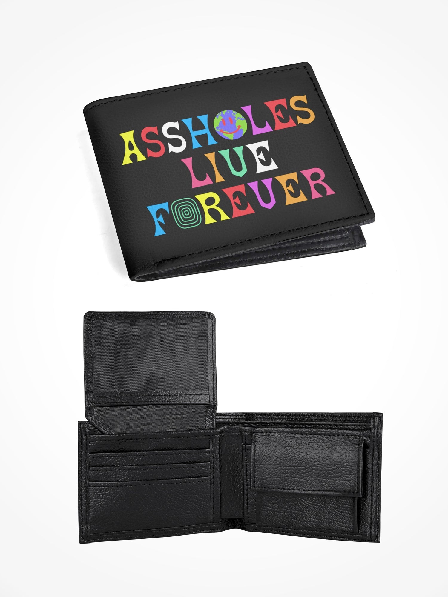Mens Leather Folded Wallet - ASSHOLE WORLD