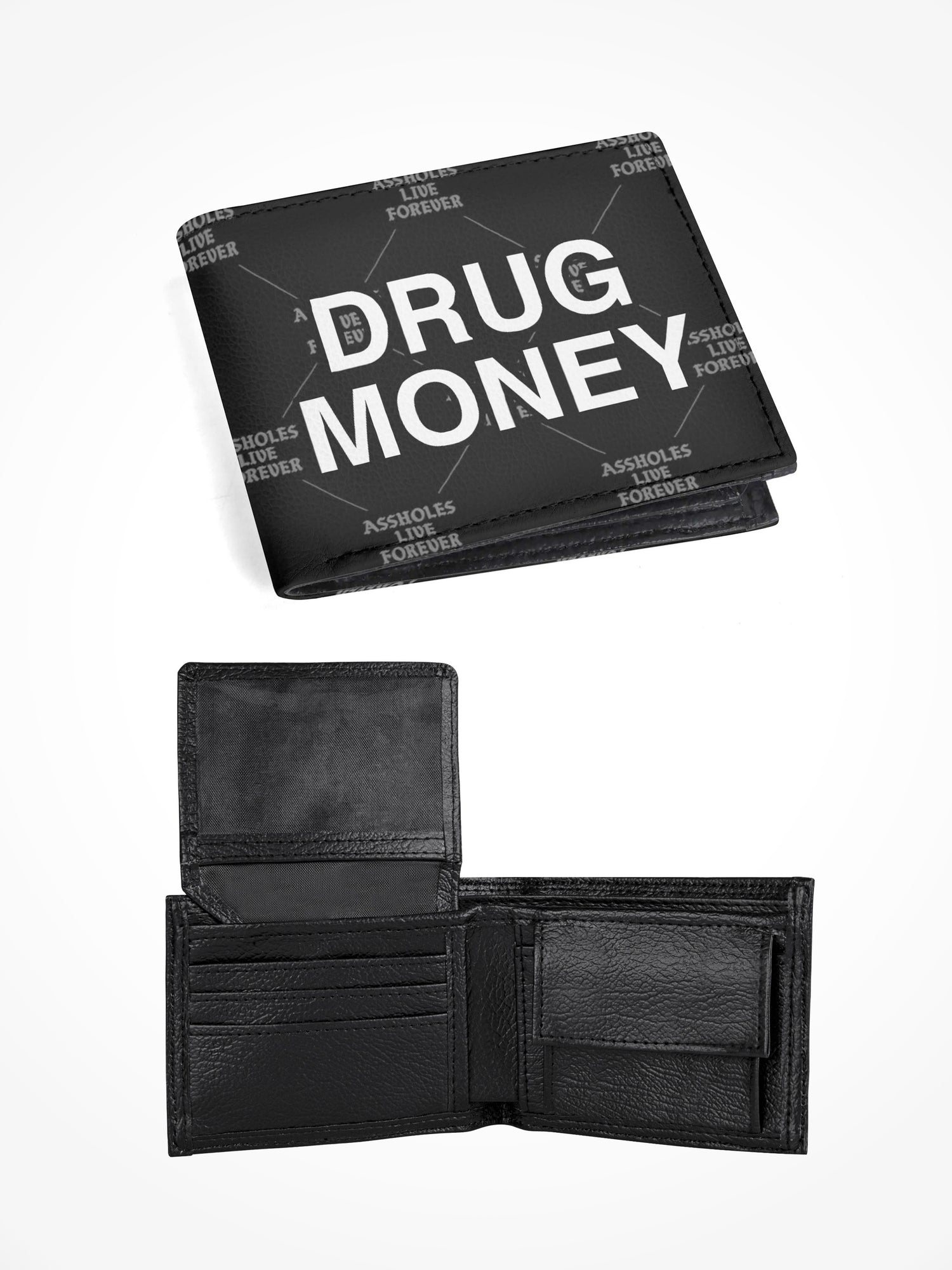 Mens Leather Folded Wallet - DRUG MONEY