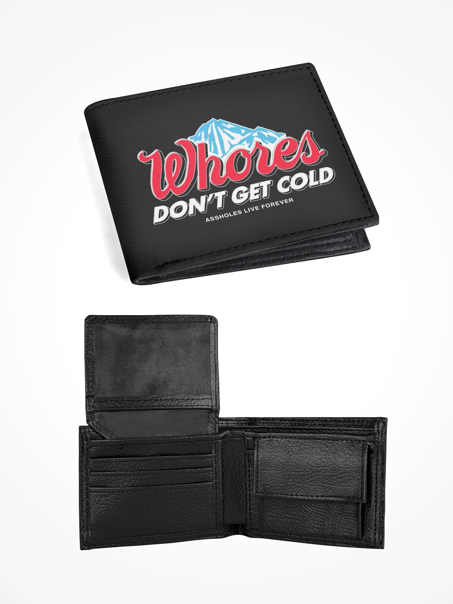 Mens Leather Folded Wallet - WHORES COLD