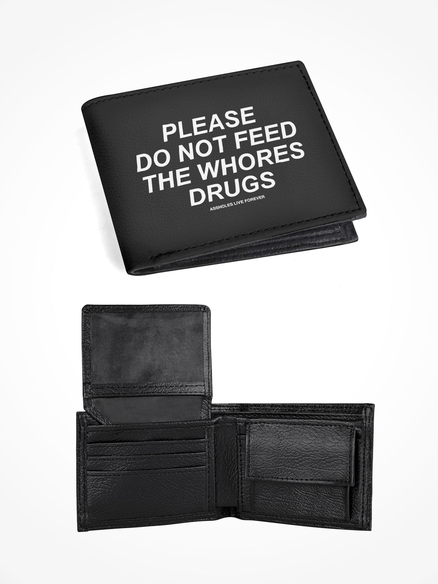 Mens Leather Folded Wallet - WHORES DRUGS