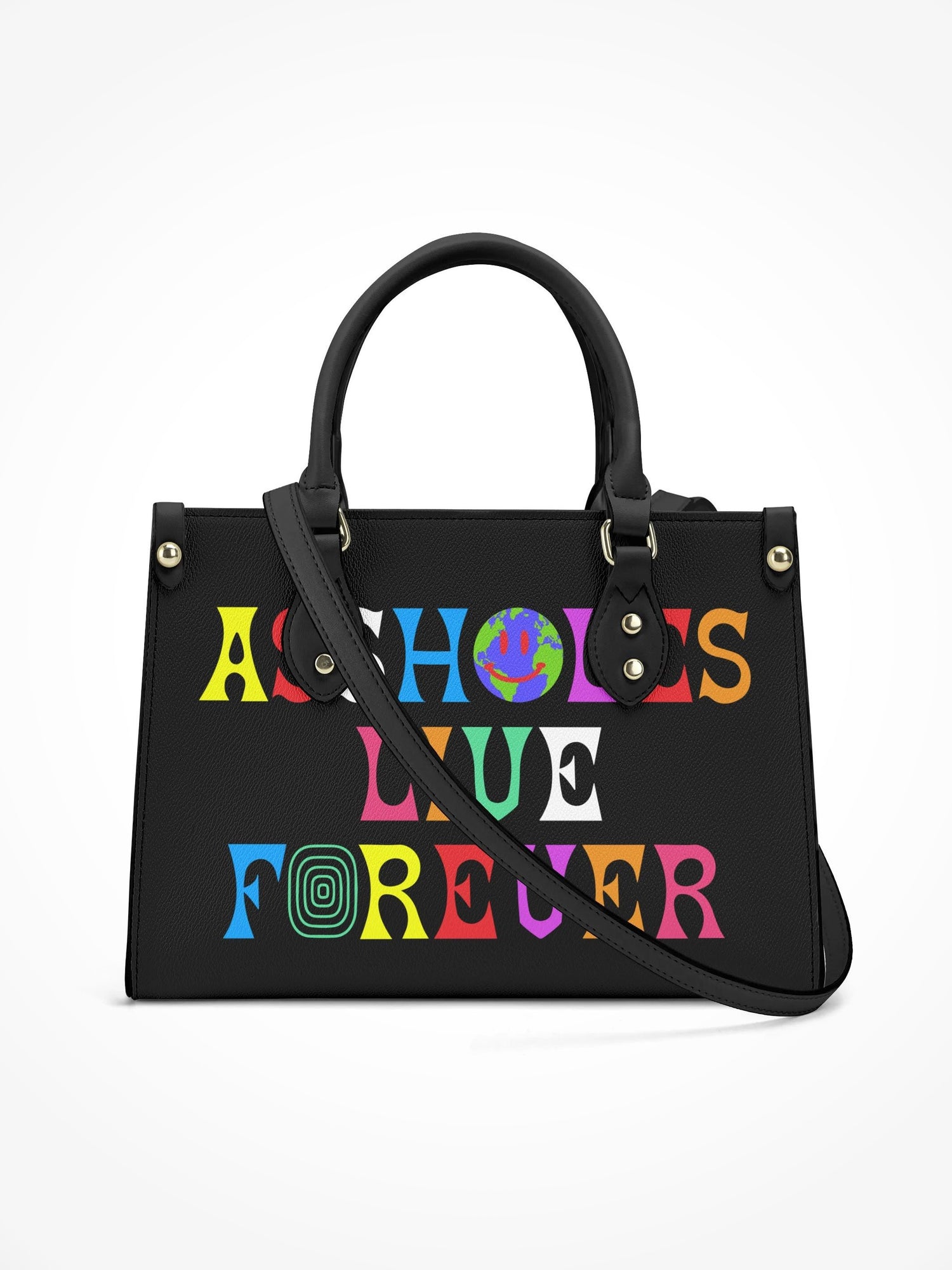 Handbag With Strap - ASSHOLE WORLD BLACK