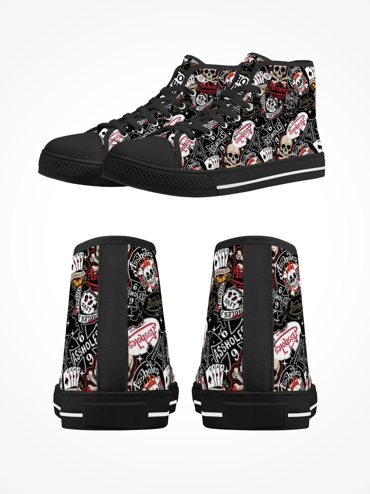 Mens High Top Canvas Shoes - ALF Biker Logos