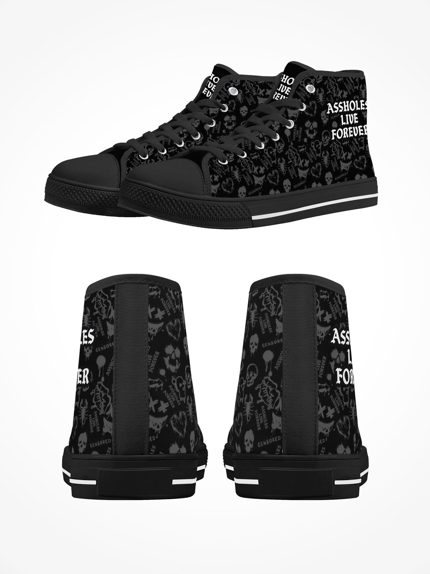 Mens High Top Canvas Shoes - ALF Scorpion Graffiti