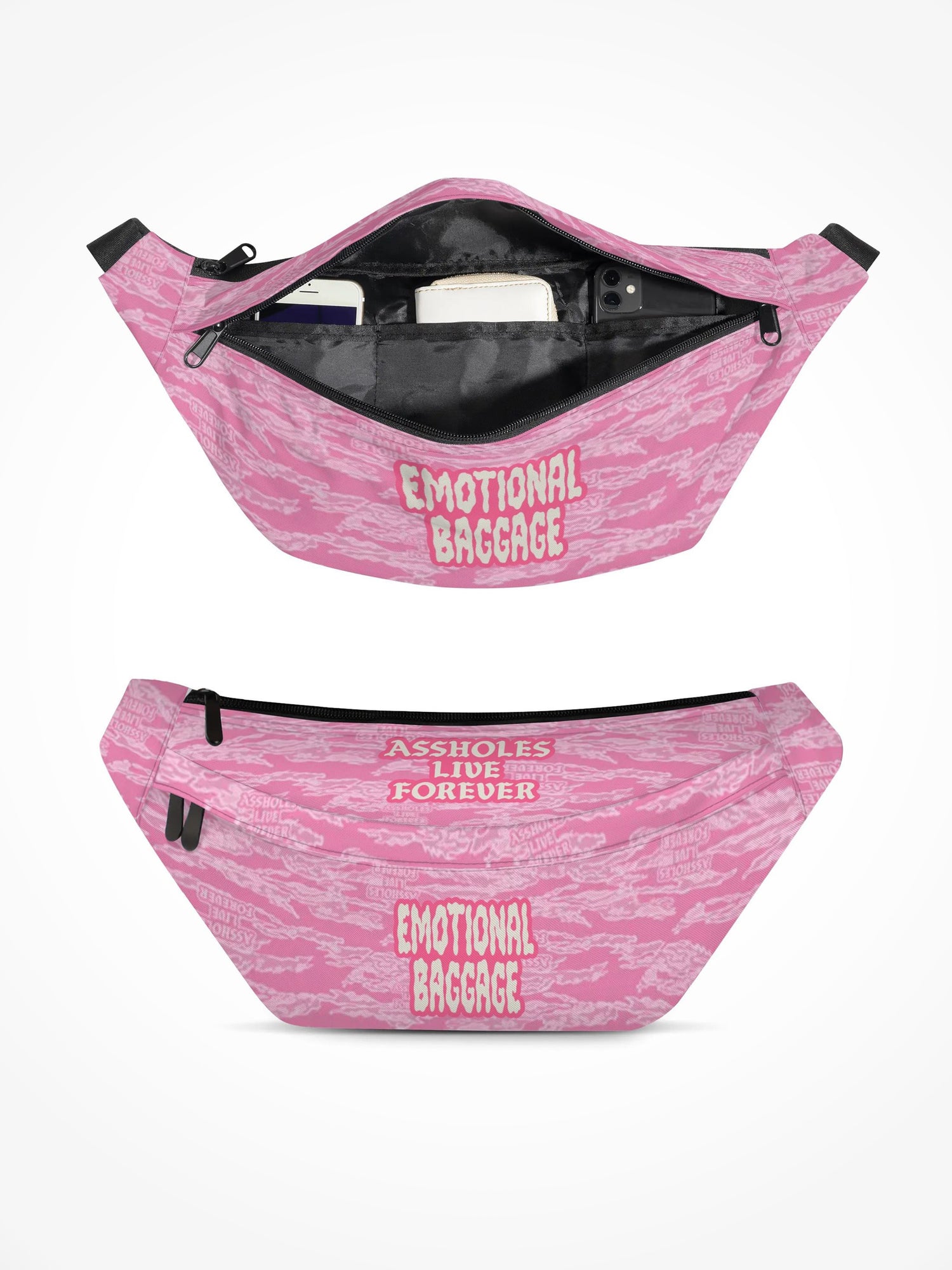 Large Fanny Pack - Pink Tiger Camo Emotional Baggage