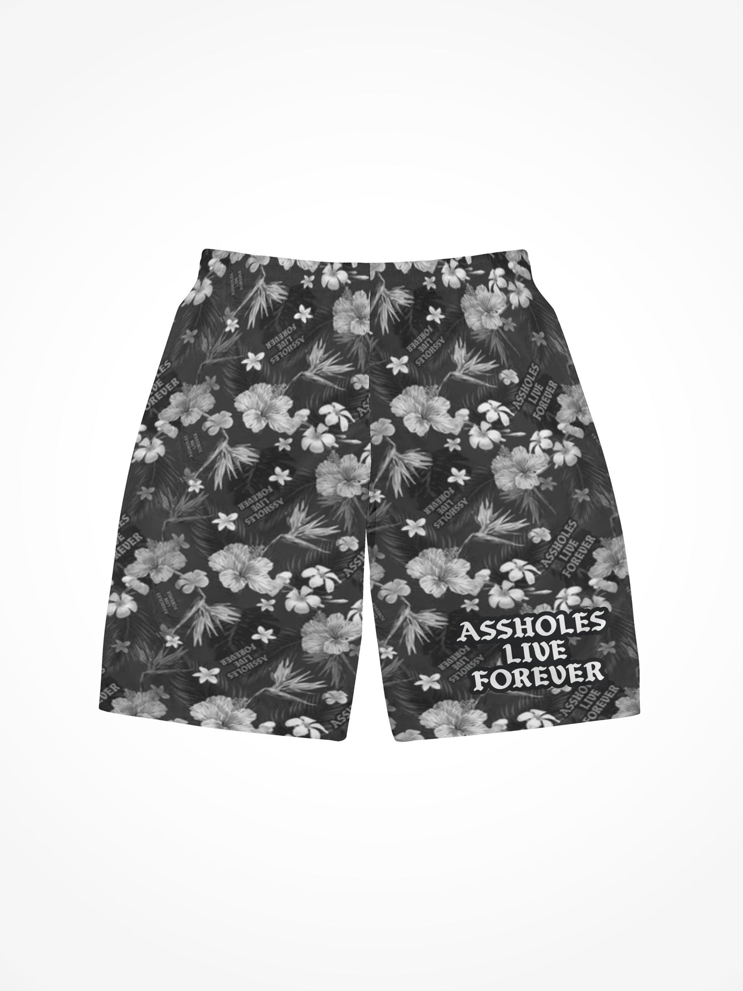 Mens All Over Print Board Shorts - ALF Grayscale Tropics