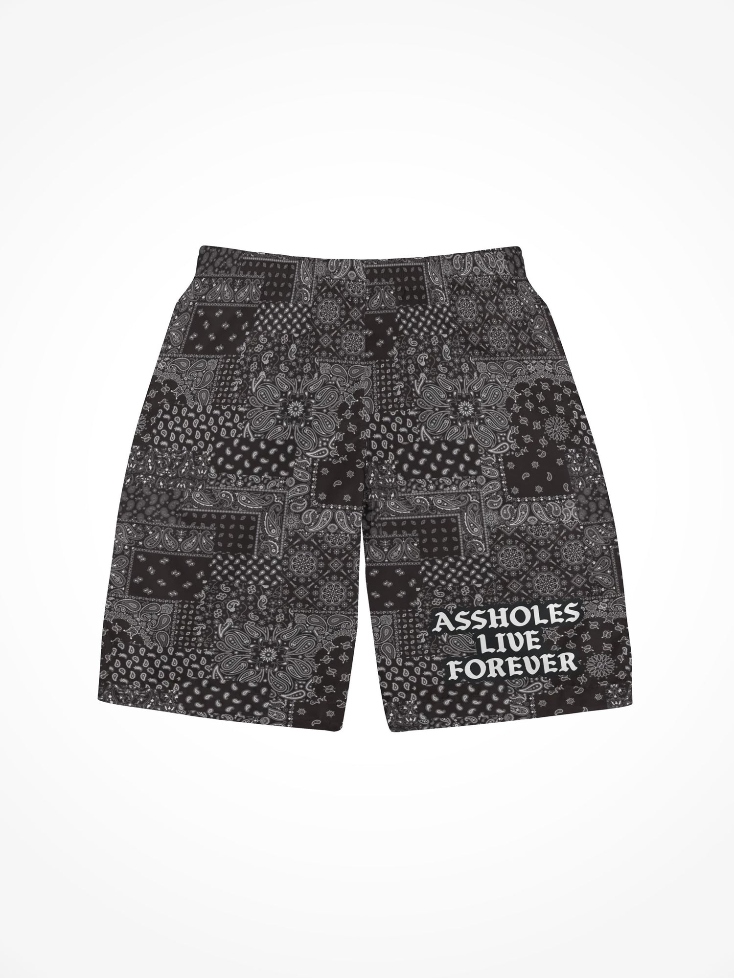Mens All Over Print Board Shorts - ALF Grayscale Bandana