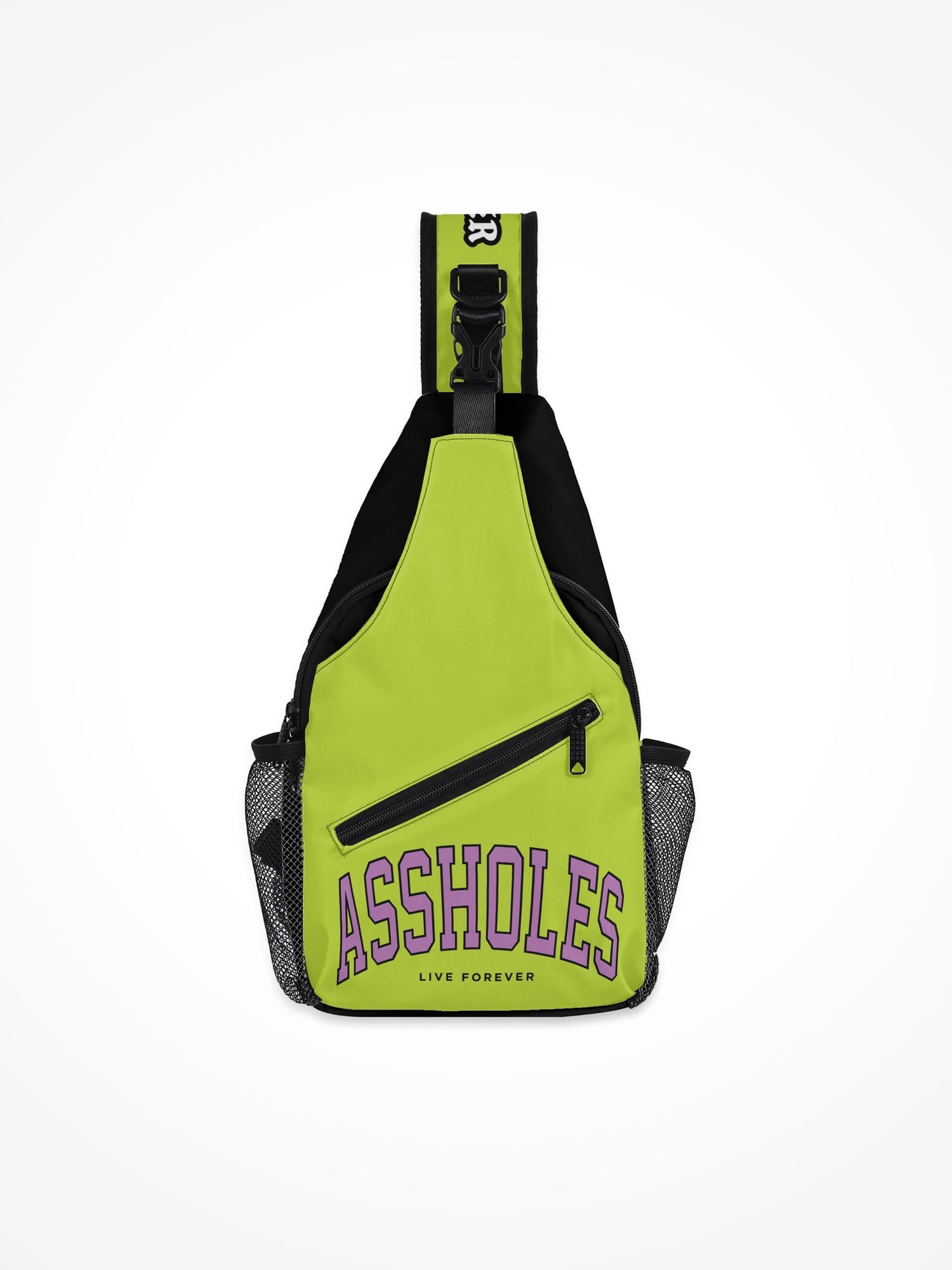 All-Over-Print Chest Crossbody Bag - Assholes College Lime