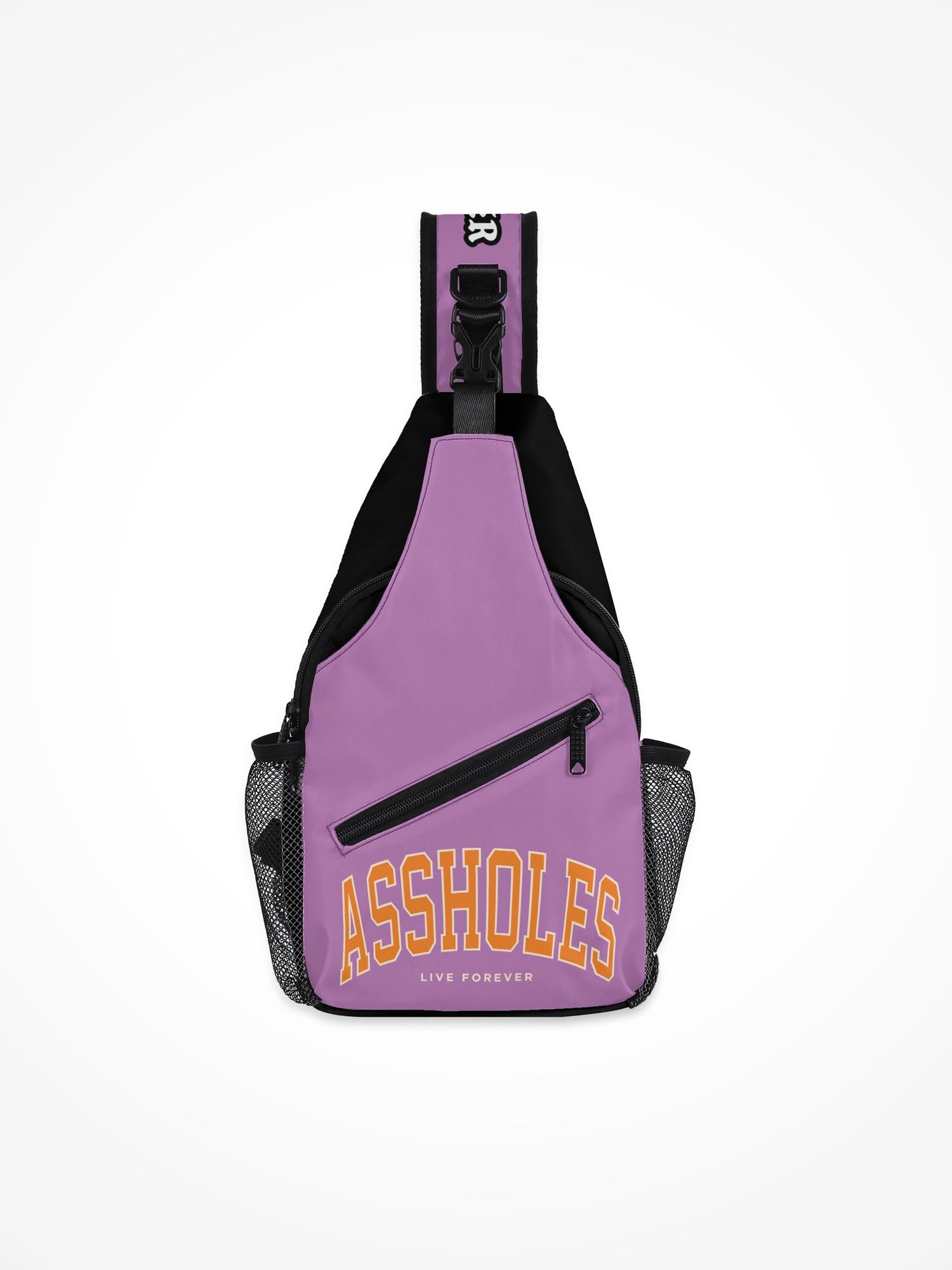 All-Over-Print Chest Crossbody Bag - Assholes College Purple