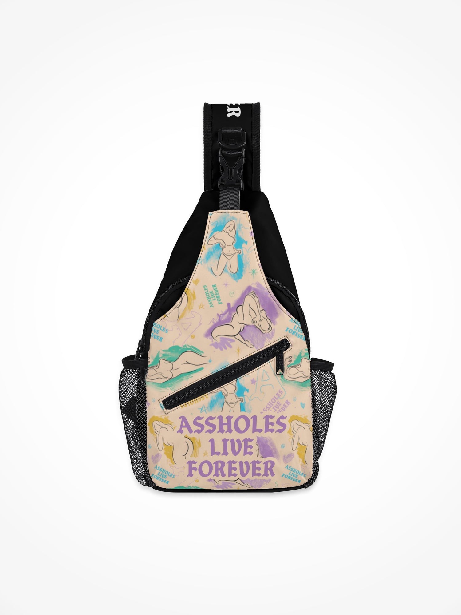 All-Over-Print Chest Crossbody Bag - ALF Nude