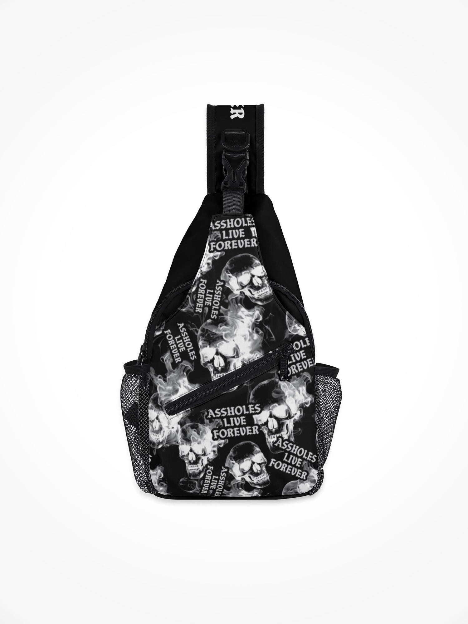 All-Over-Print Chest Crossbody Bag - ALF Smoking Skull