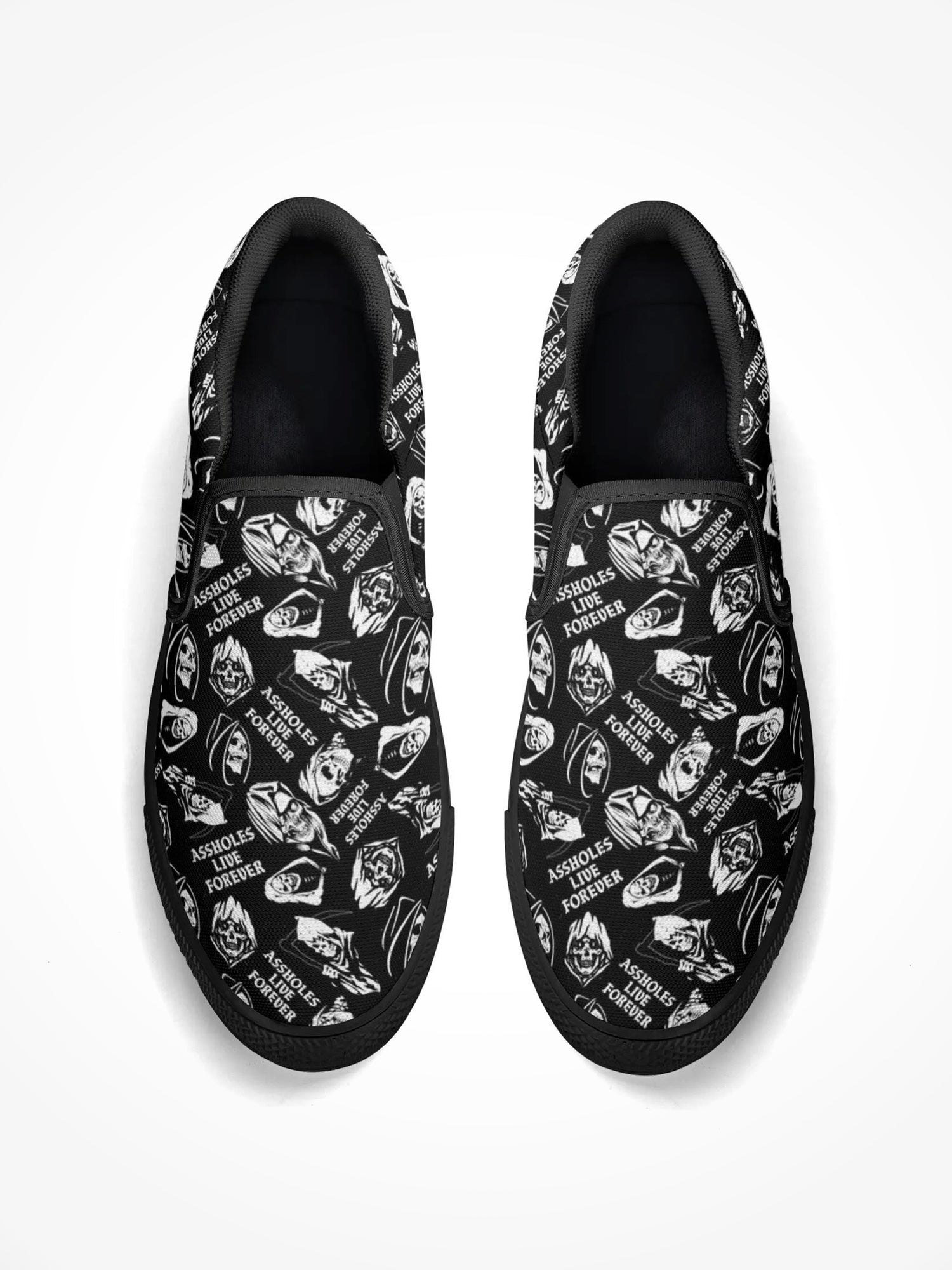 Mens Rubber Slip On Shoes - ALF Reaper Pattern Black Sole