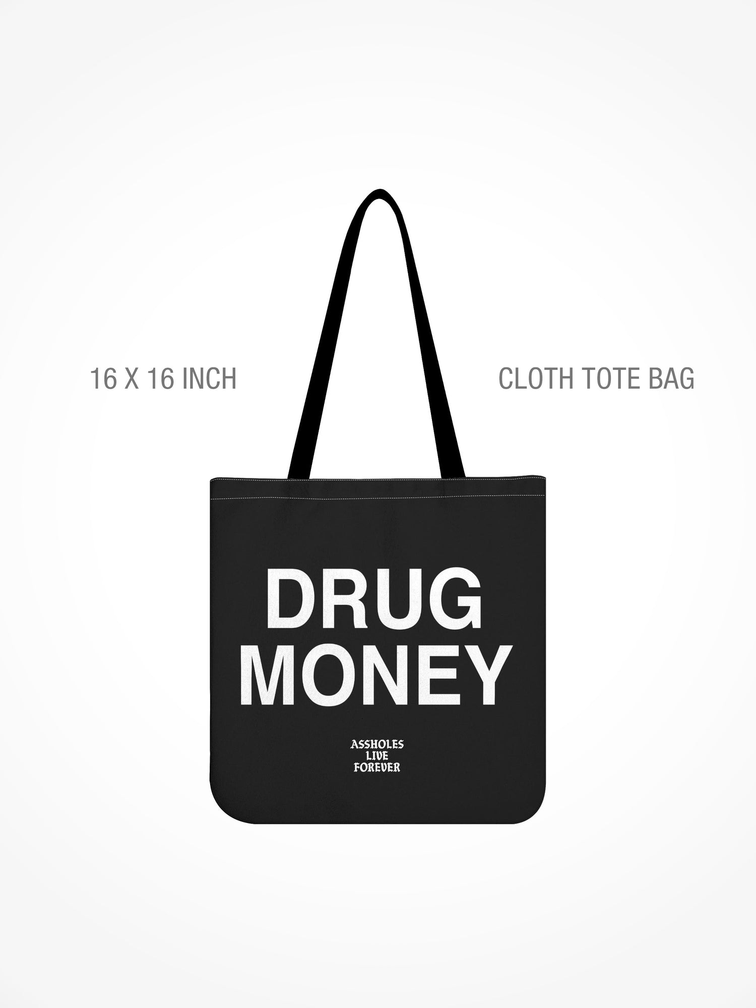 All-Over Print Cloth Tote Bag - DRUG MONEY BLACK