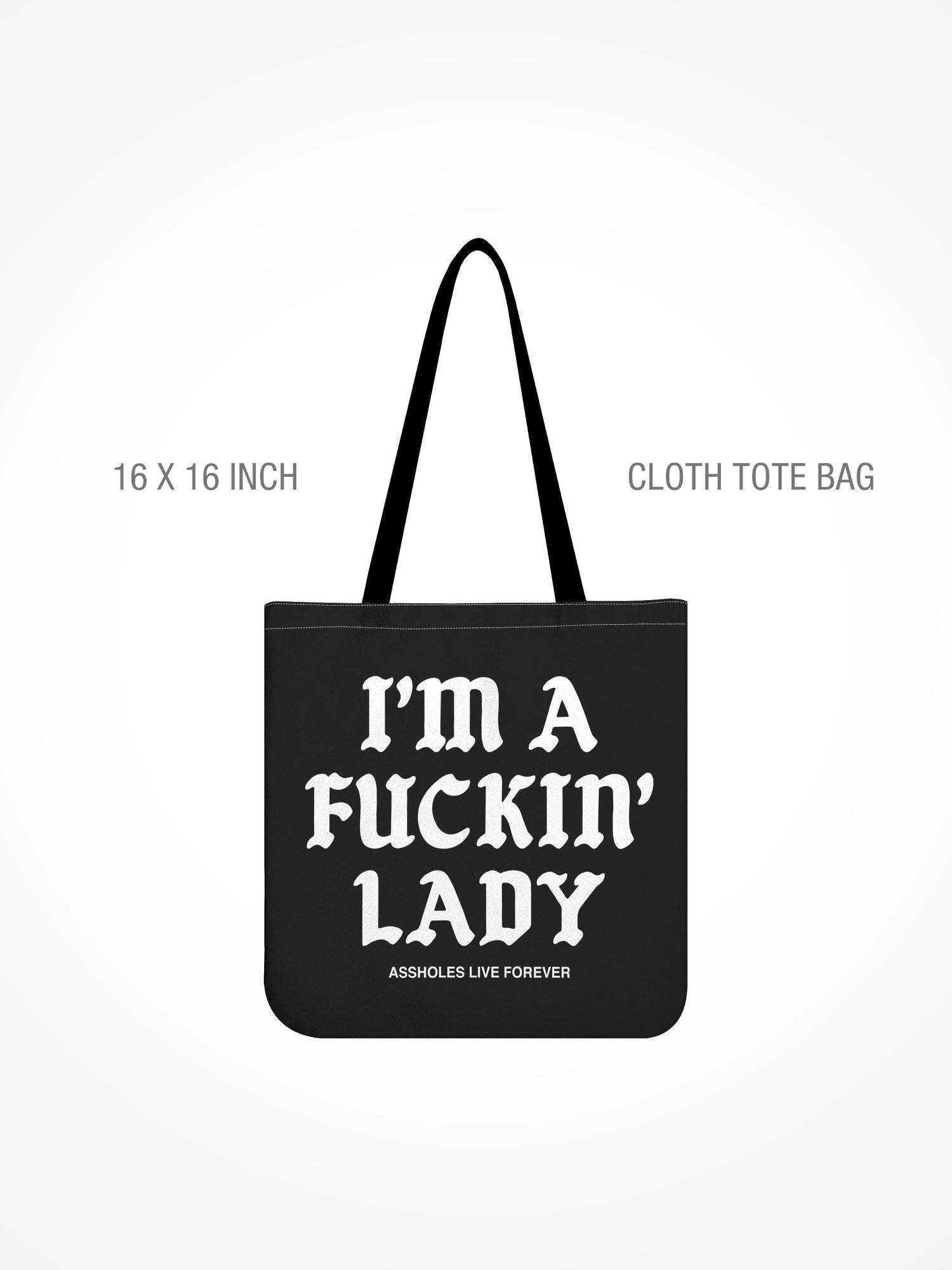 All-Over Print Cloth Tote Bag - FUCKING LADY BLACK