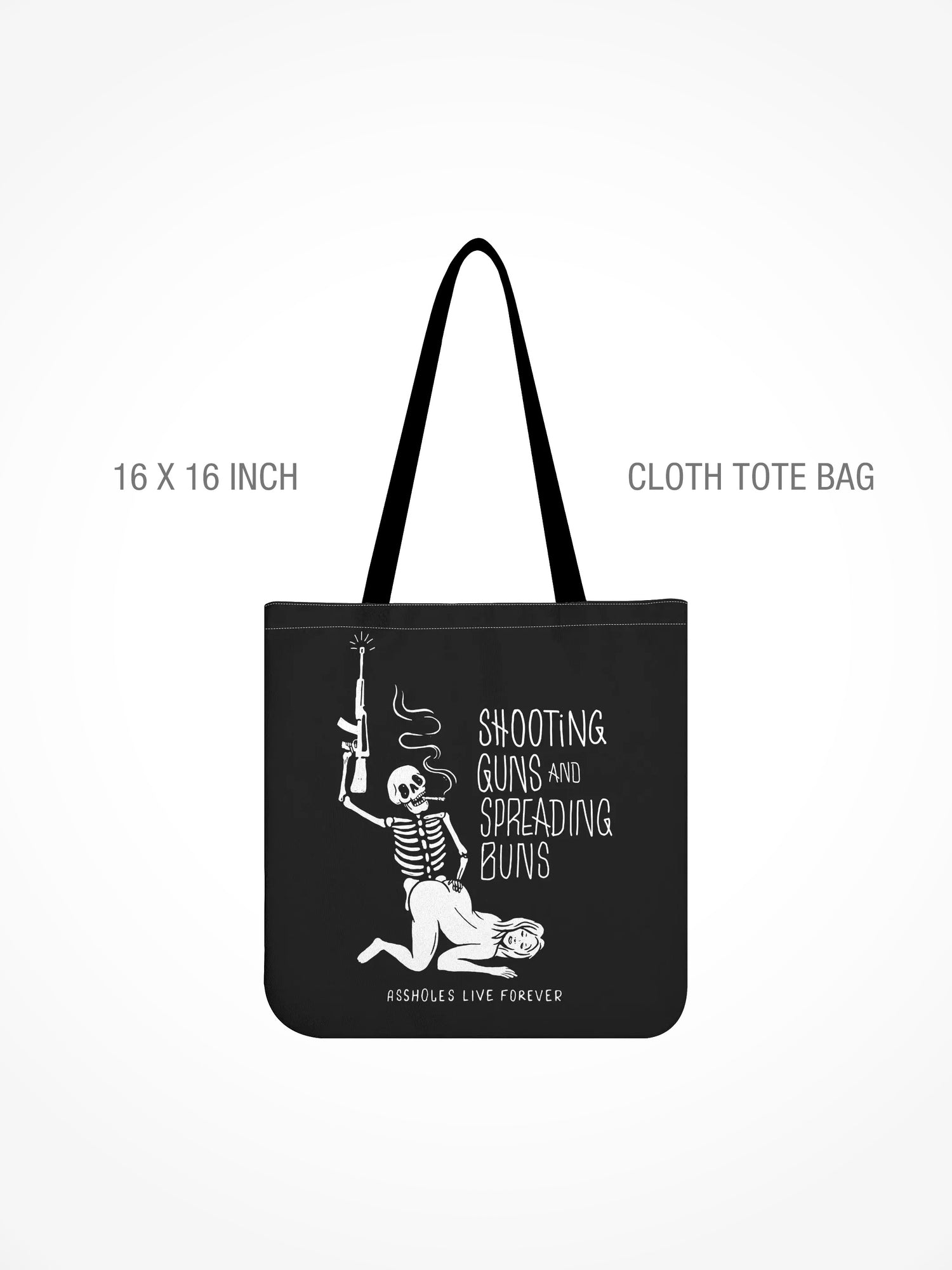 All-Over Print Cloth Tote Bag - SHOOTING GUNS SPREADING BUNS