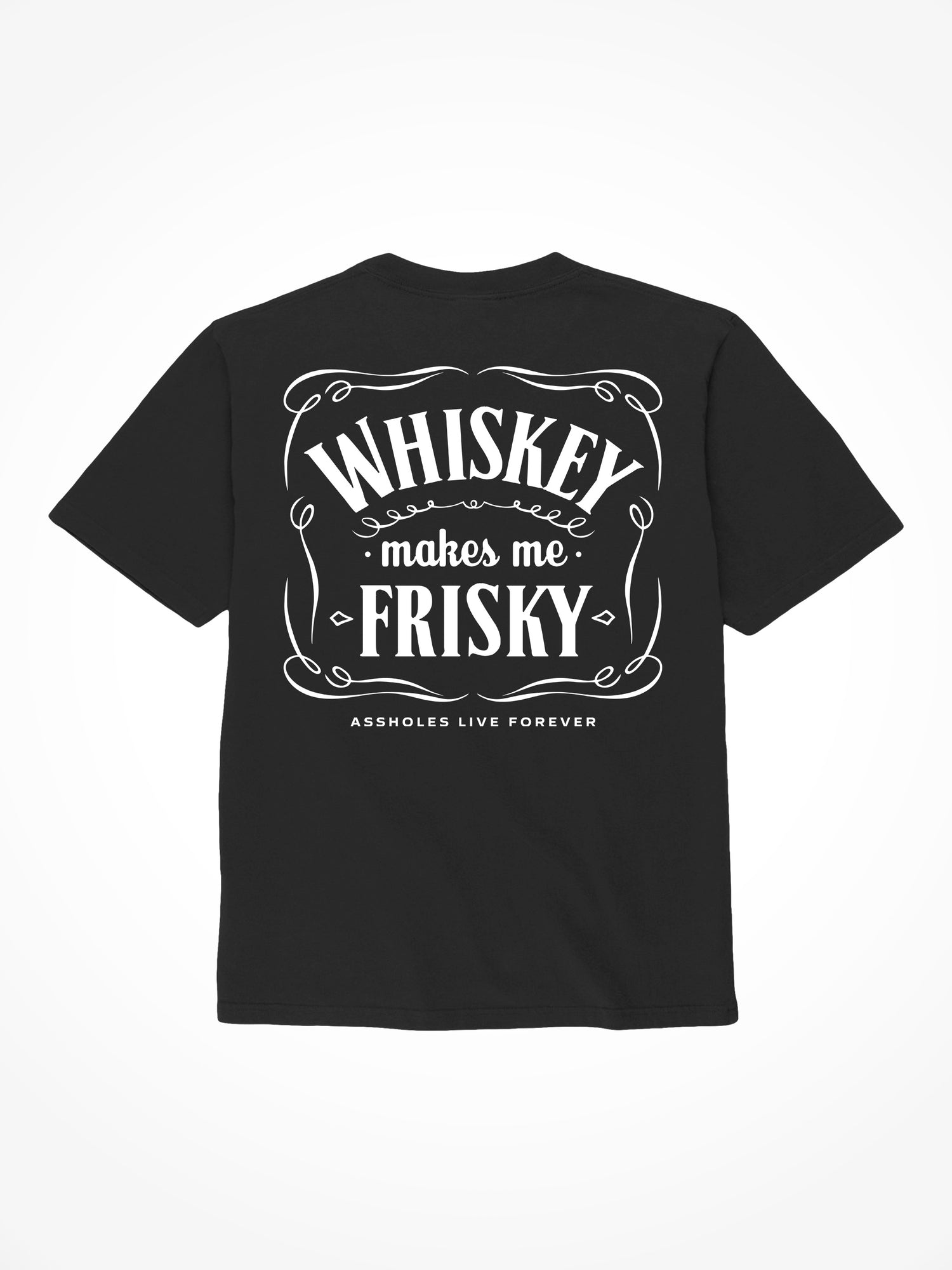 Whiskey Makes me Frisky - Black T-Shirt