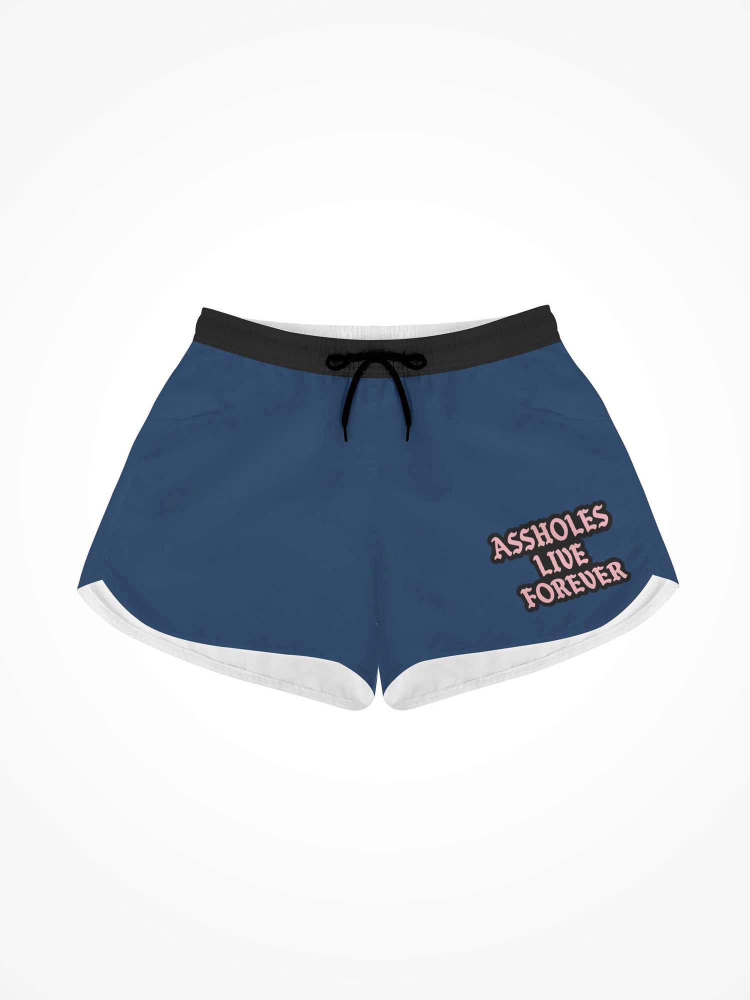 Womens All Over Print Casual Beach Shorts - Navy & Pink