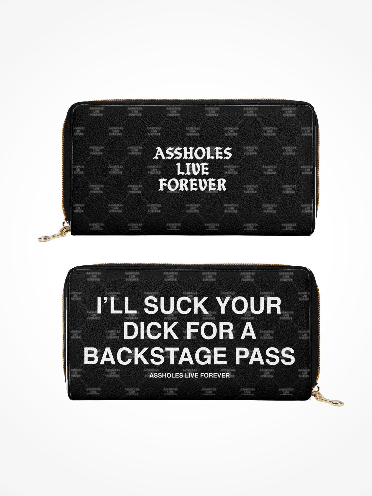 Leather Zipper Wallet - SUCK DICK BACKSTAGE