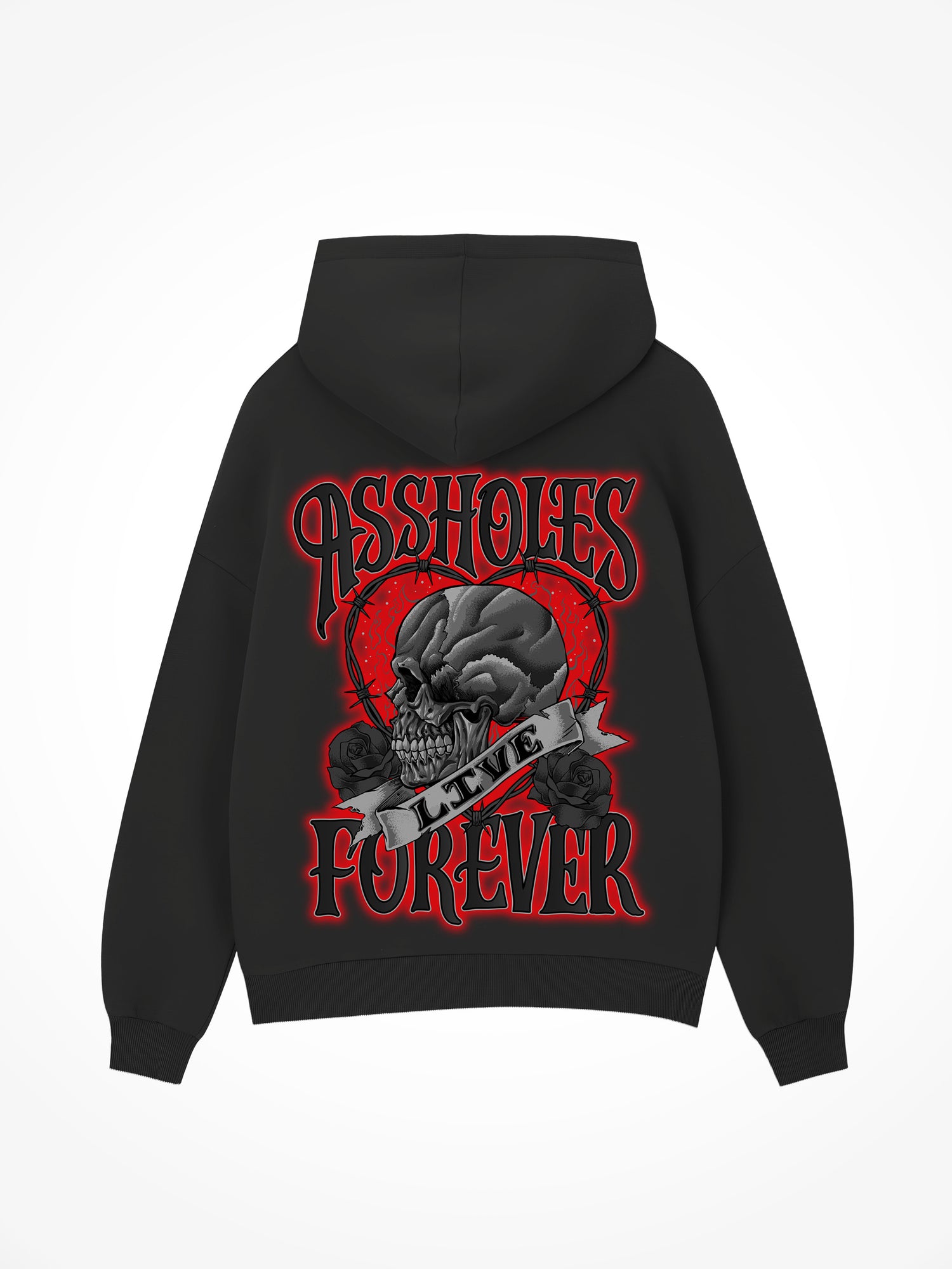 ALF Skull Heart Red - Black Hoodie