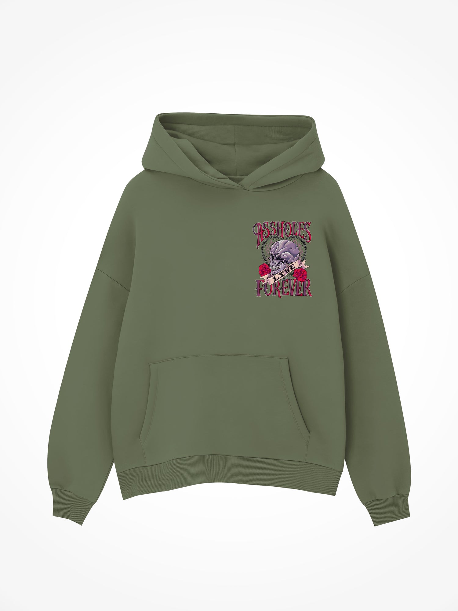 ALF Skull Heart - Military Green Hoodie