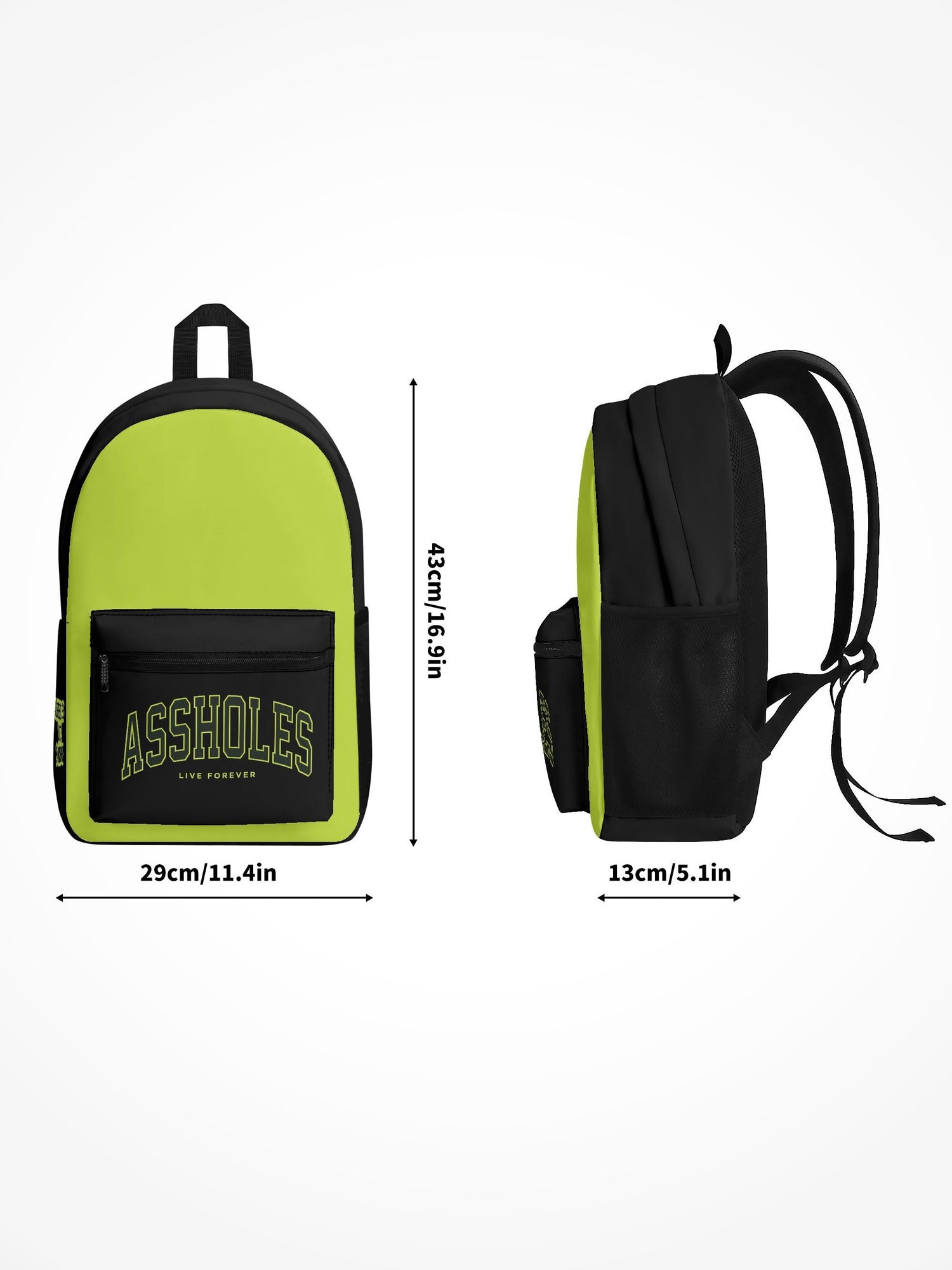 All Over Print Backpack - Assholes College Lime Black