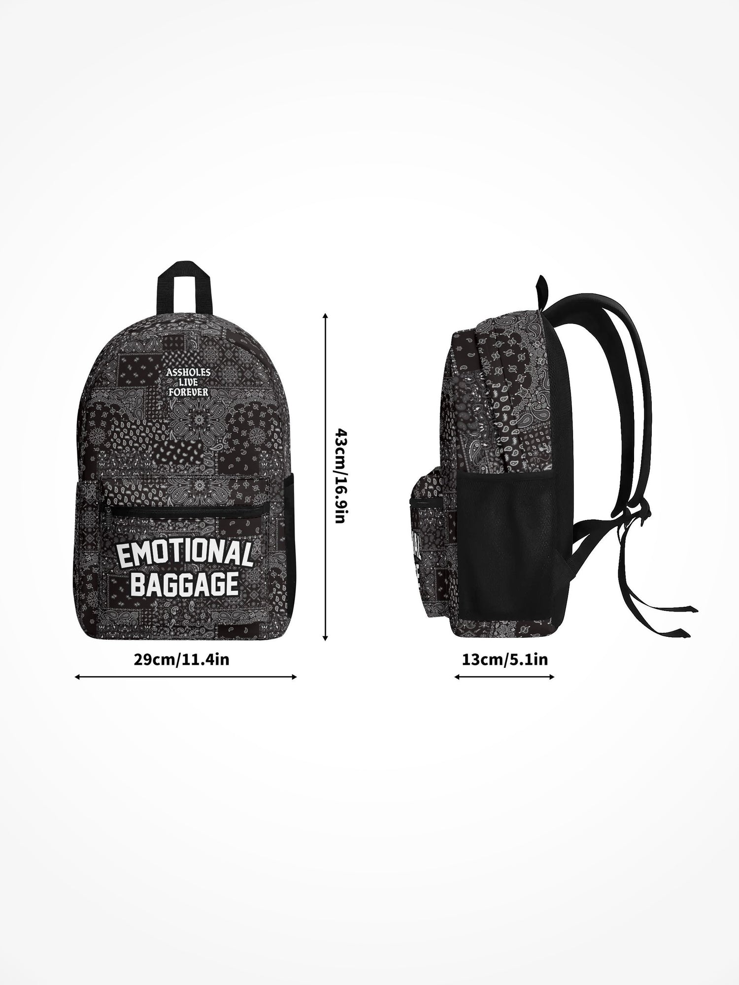 All Over Print Backpack - Emotional Baggage Black Bandana