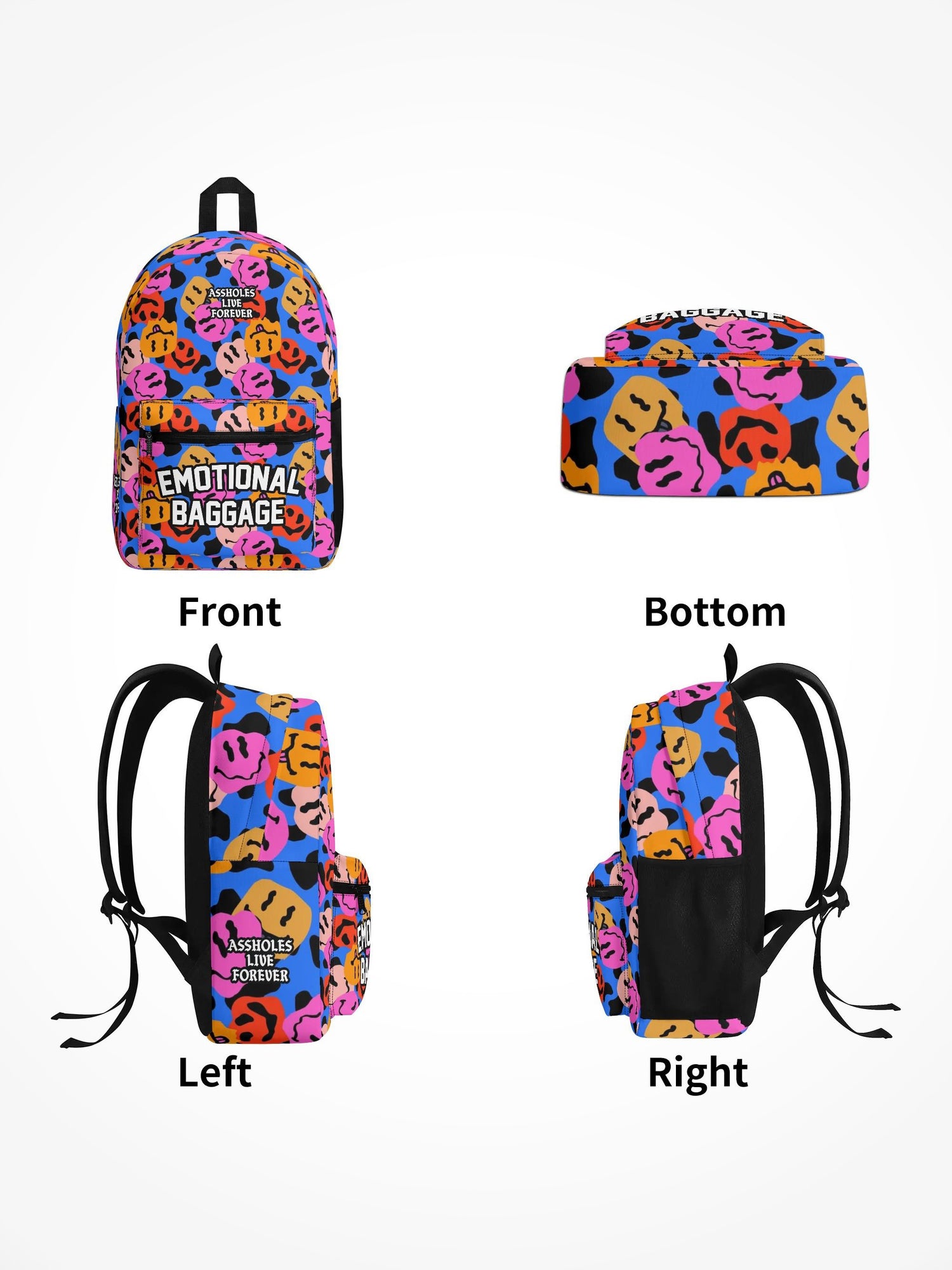 All Over Print Backpack - Emotional Baggage Melting Smilies