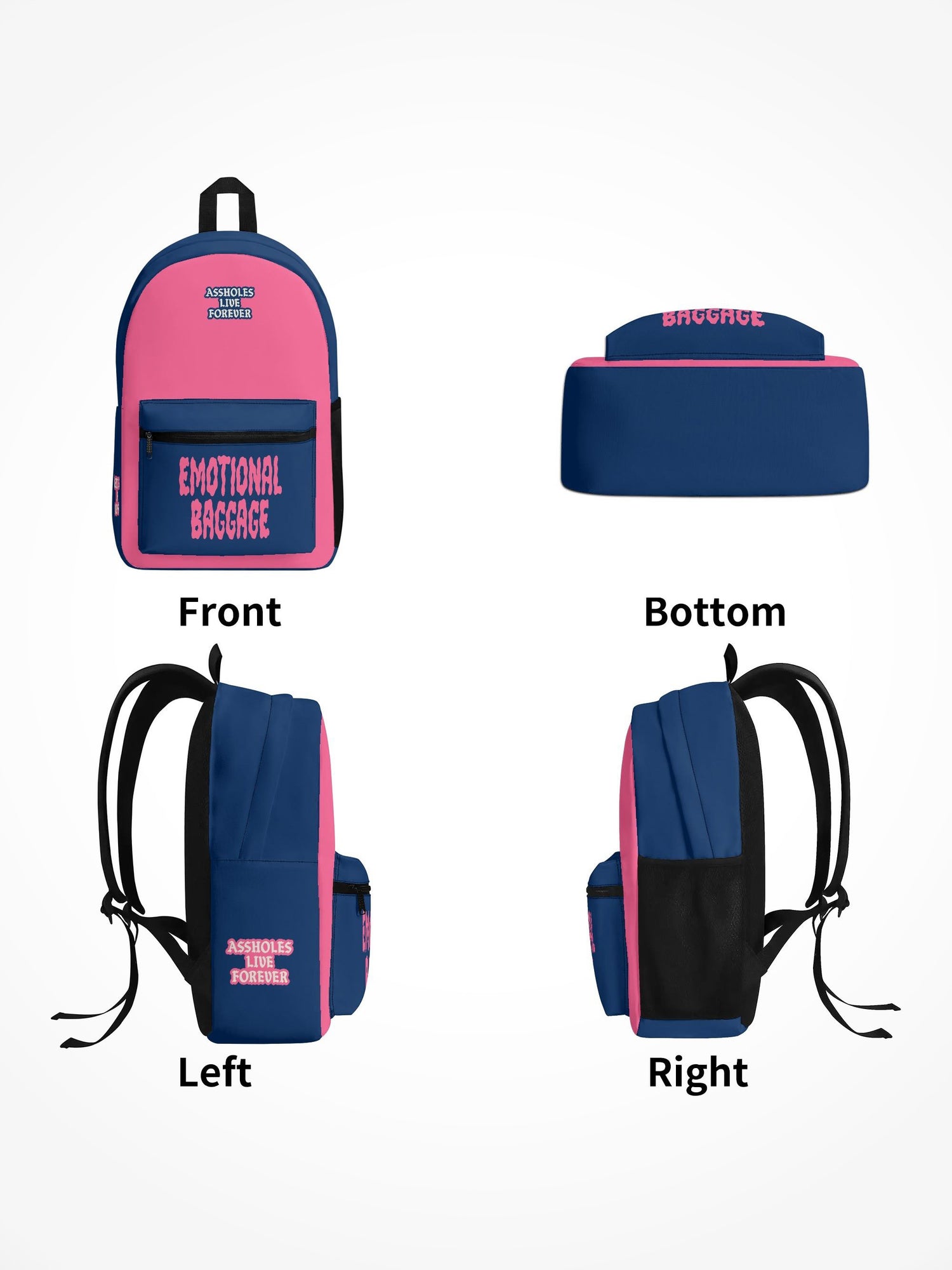 All Over Print Backpack - Emotional Baggage Pink Blue