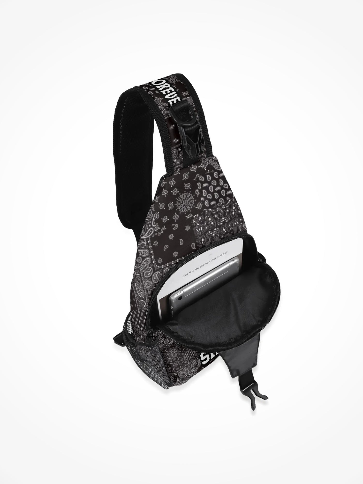 All-Over-Print Chest Crossbody Bag - Full Of Shit Black Bandana